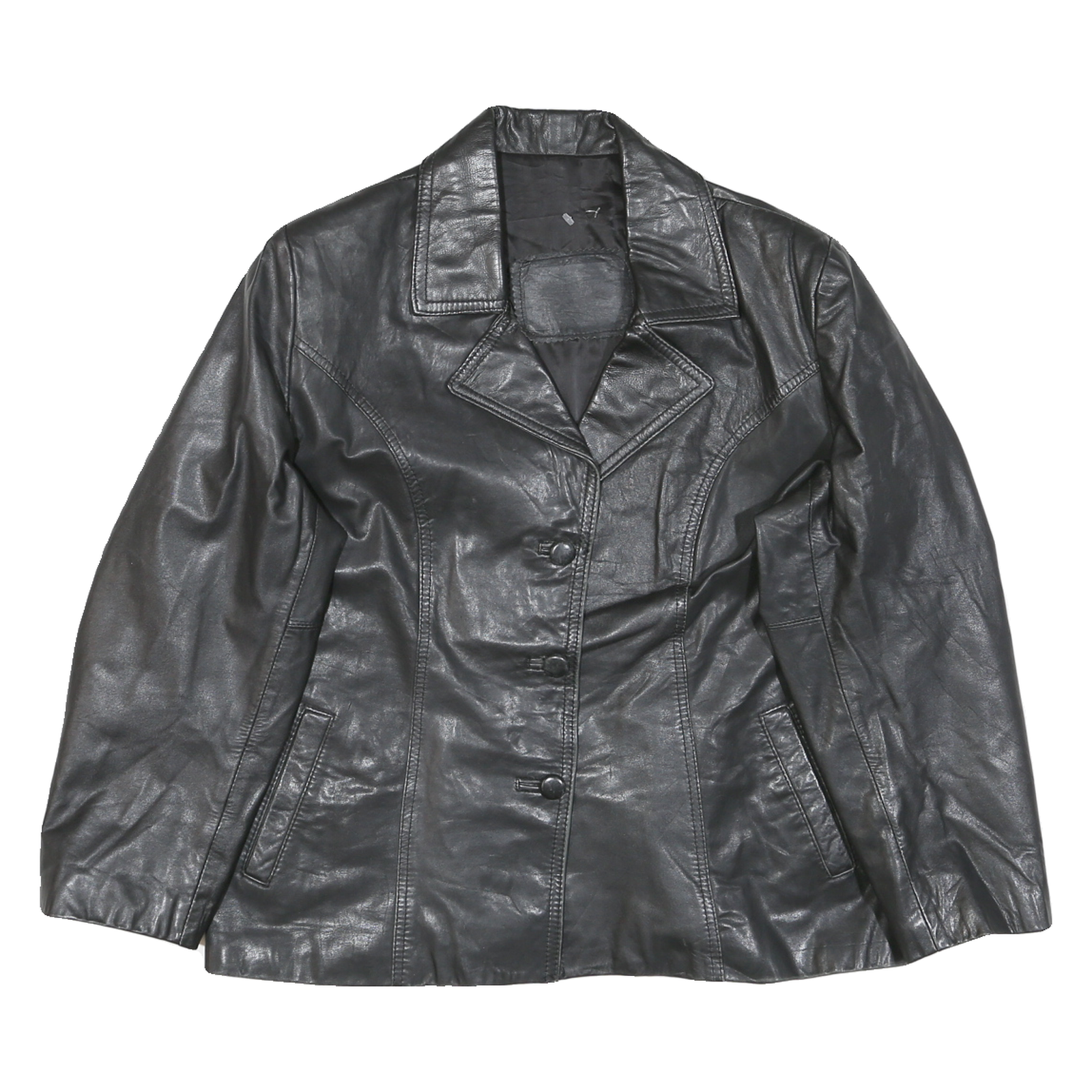 Buy Womens Black Leather Button Jacket L Leather Classic Tailored Plain Refurbished - $51.99 Womens Black Leather Button Jacket L Leather Classic Tailored Plain Refurbished - N/A refurbished available on Cerqular