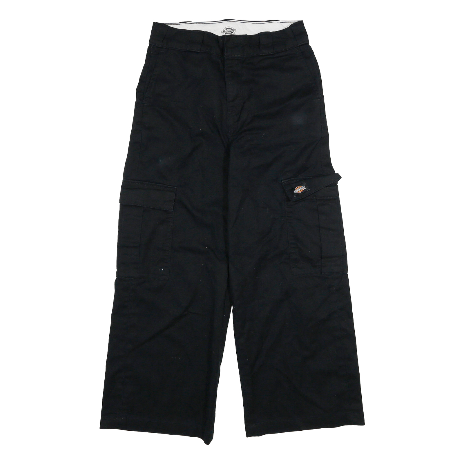DICKIES Womens Black Relaxed Wide-Leg Trousers W26 L29 Cotton Blend Cargo Refurbished - N/A refurbished available on Cerqular