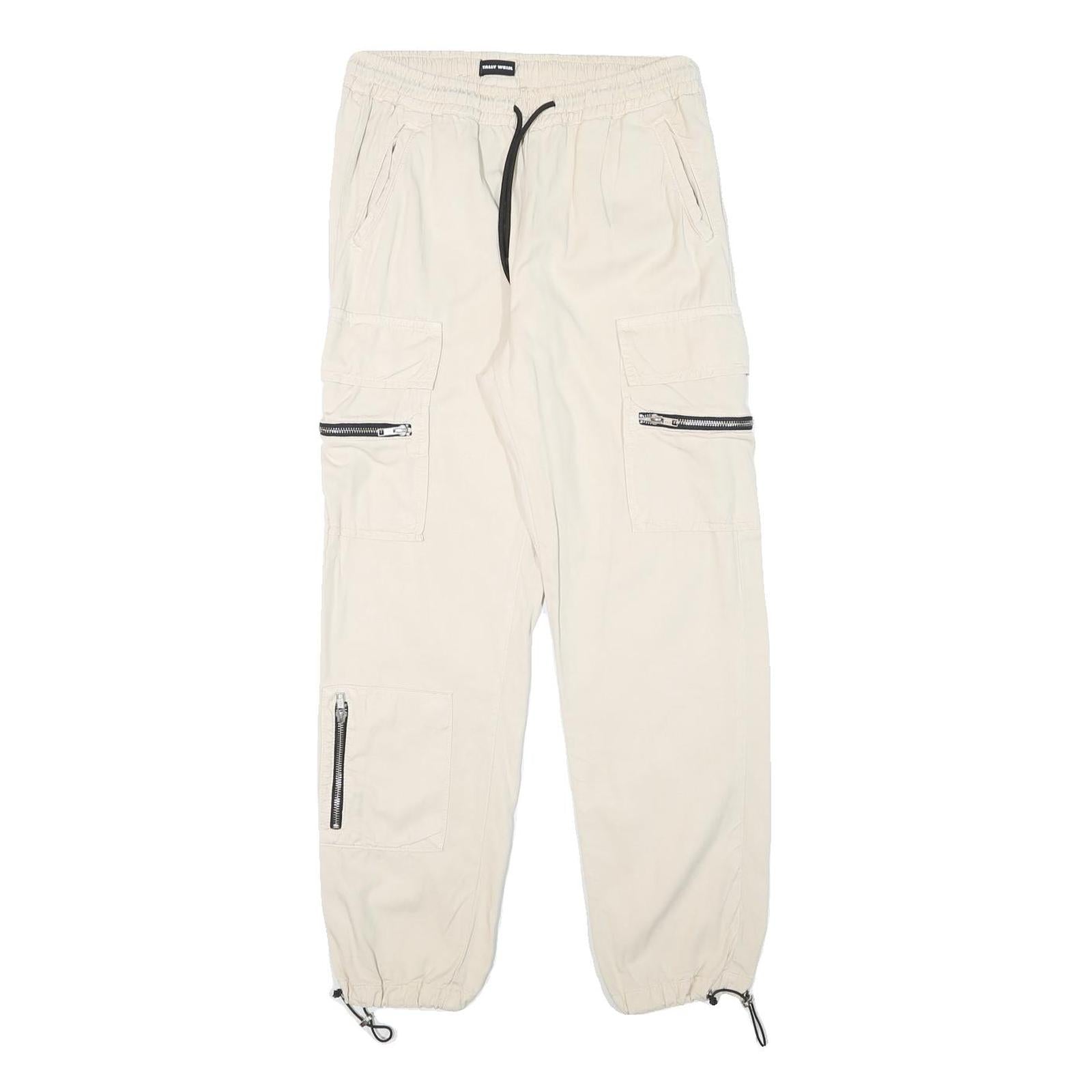 TALLY WEIJL Womens Cotton Blend Beige Relaxed Cargo Drawstring Trousers W28 L27 Refurbished - N/A refurbished available on Cerqular