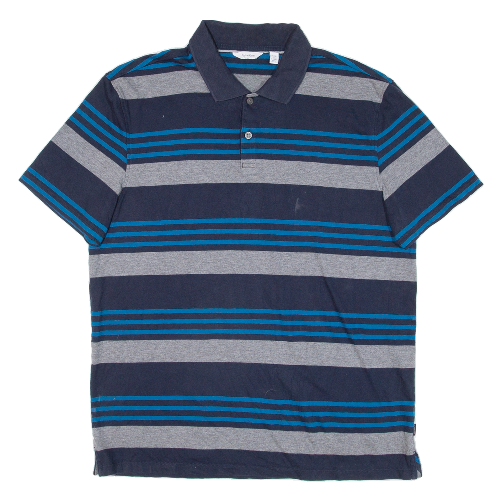 CALVIN KLEIN Mens Polo Shirt Blue Striped M Refurbished - N/A refurbished available on Cerqular