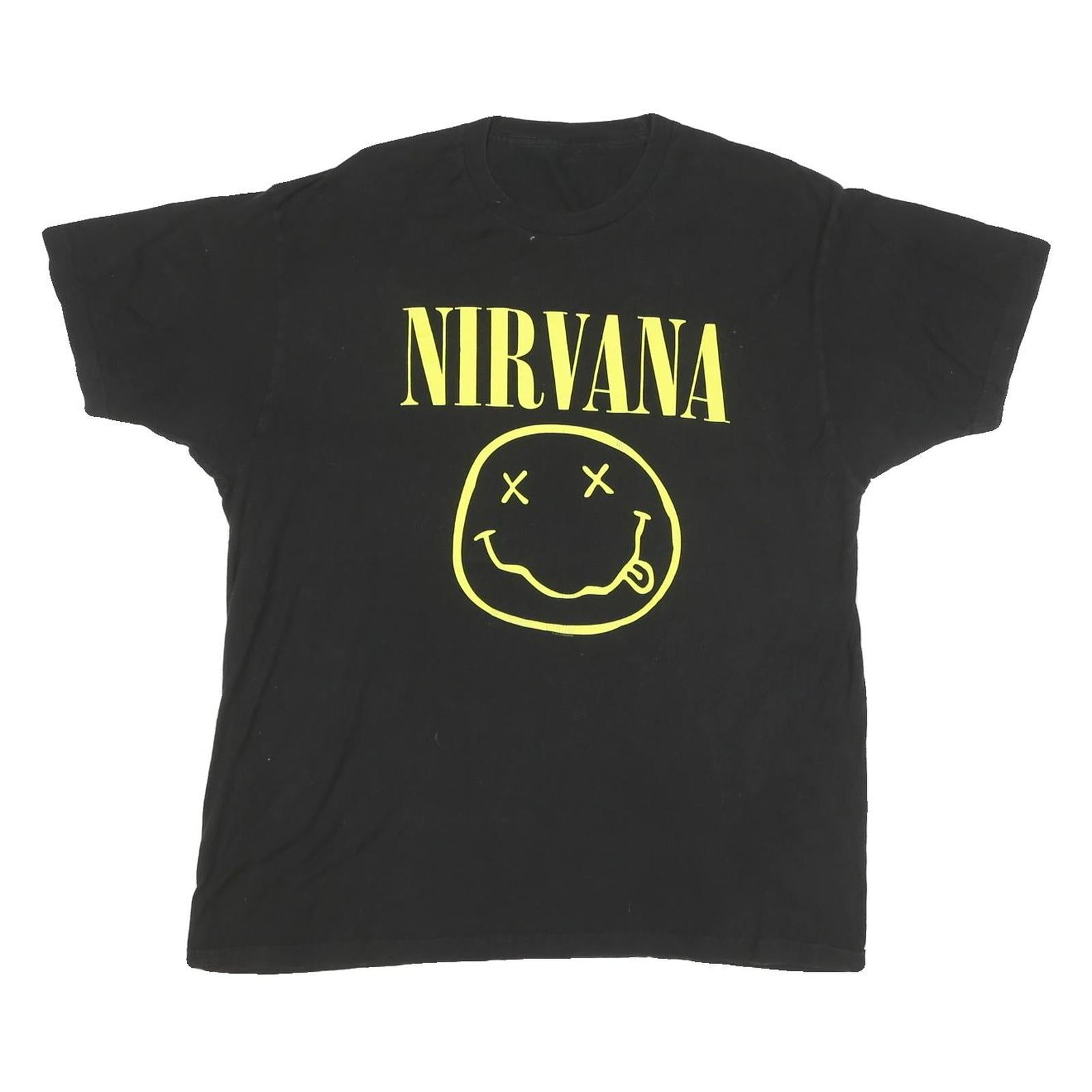 NIRVANA Mens Black Graphic T-Shirt L Short Sleeve Crew Neck Band Logo Print Refurbished - N/A refurbished available on Cerqular