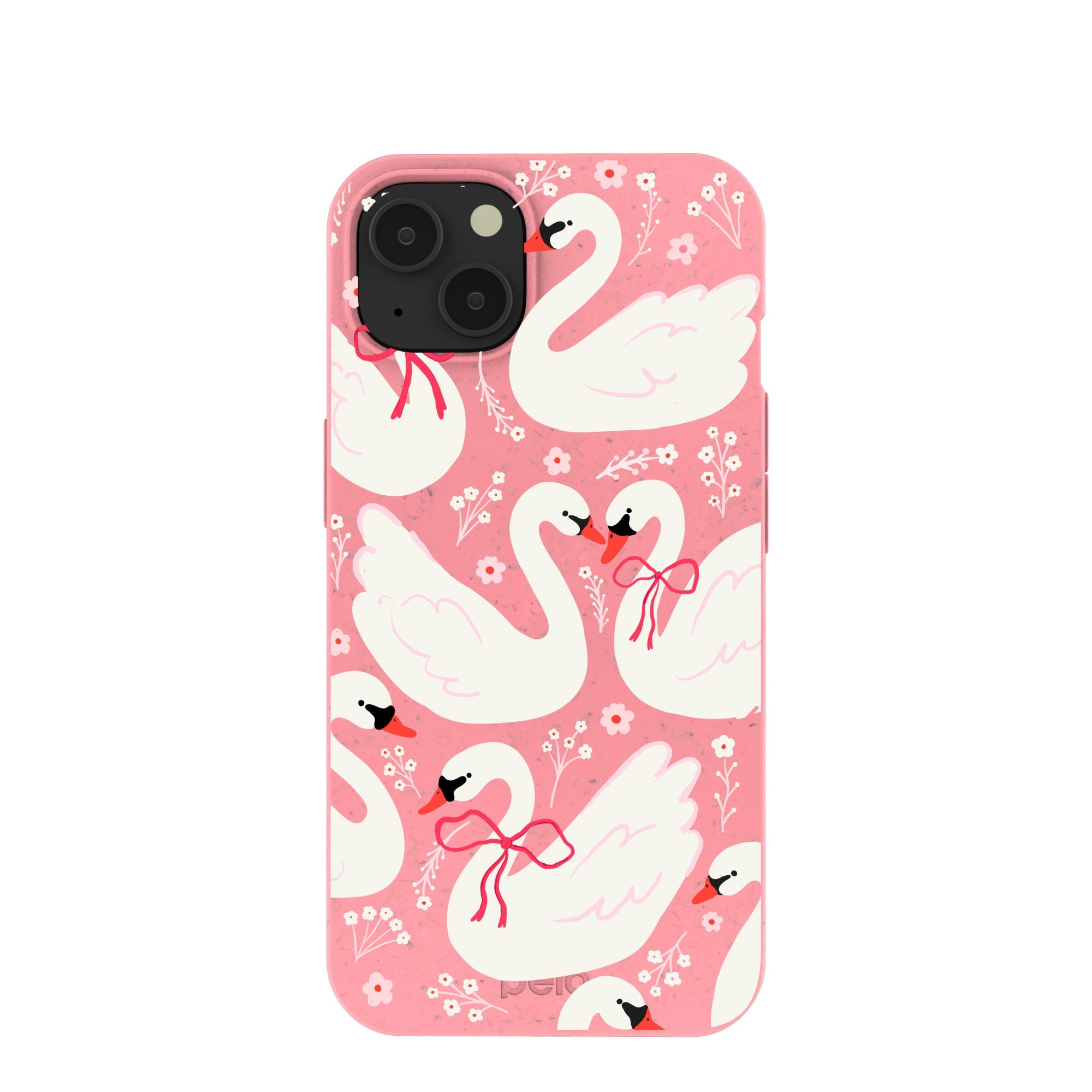 Bubblegum Pink Swan Garden iPhone 13 Case Refurbished - Pela Case refurbished available on Cerqular
