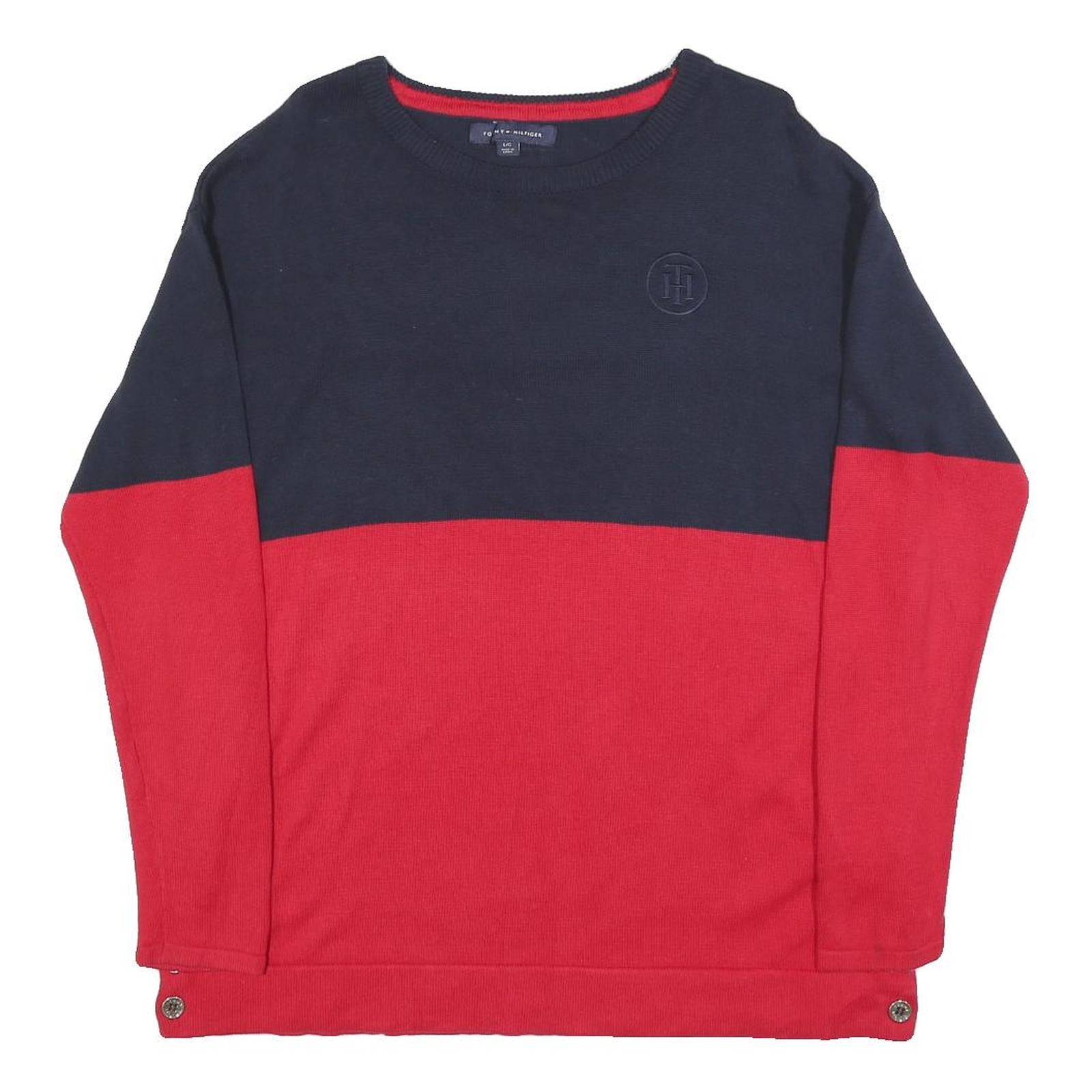 Buy TOMMY HILFIGER Womens Navy & Red Plain Jumper Crew Neck Basic Knit L Refurbished - $40.29 TOMMY HILFIGER Womens Navy & Red Plain Jumper Crew Neck Basic Knit L Refurbished - N/A refurbished available on Cerqular