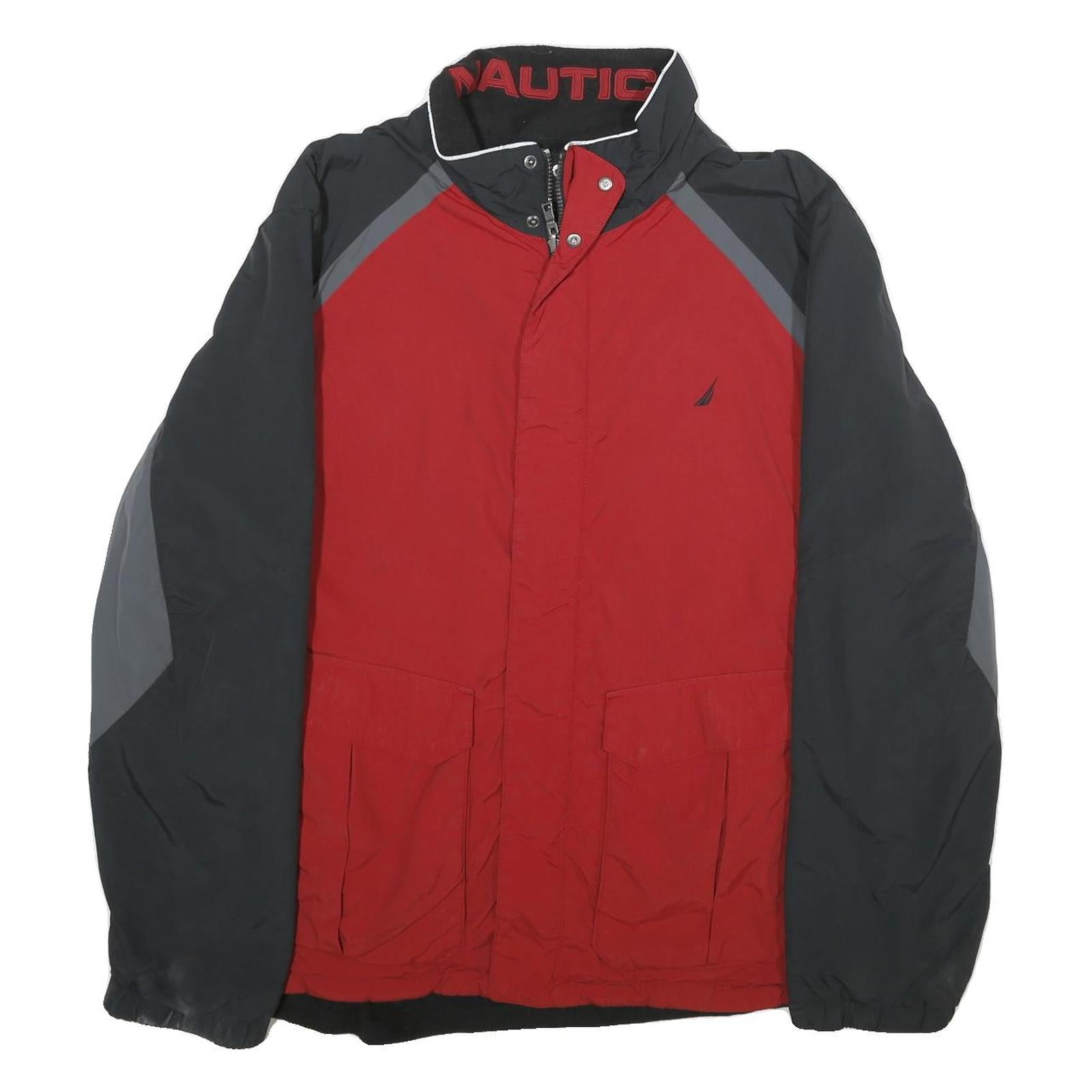 NAUTICA Mens Red & Grey Reversible Nylon Zip Jacket L Casual Outerwear Refurbished - N/A refurbished available on Cerqular
