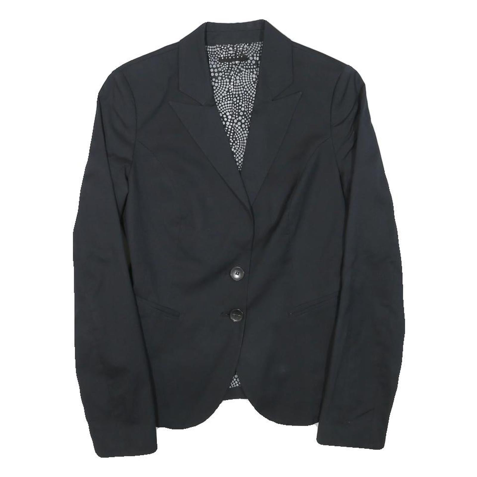 SISLEY Womens Black Cotton Blend Blazer Jacket XXS Button Closure Tailored Plain Refurbished - N/A refurbished available on Cerqular