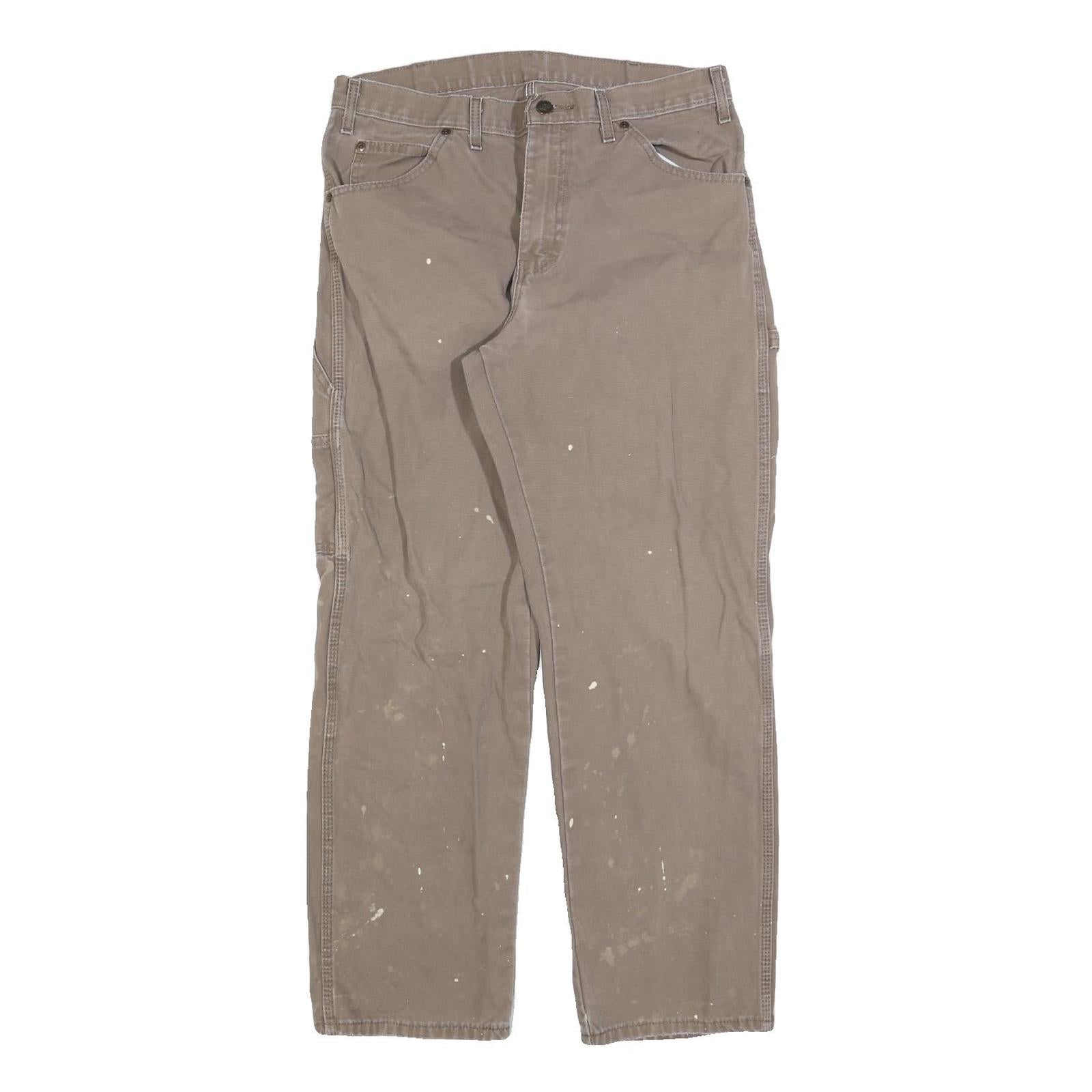 DICKIES Mens Jeans Brown Cotton Blend Regular Straight Zip W32 L30 Workwear Refurbished - N/A refurbished available on Cerqular