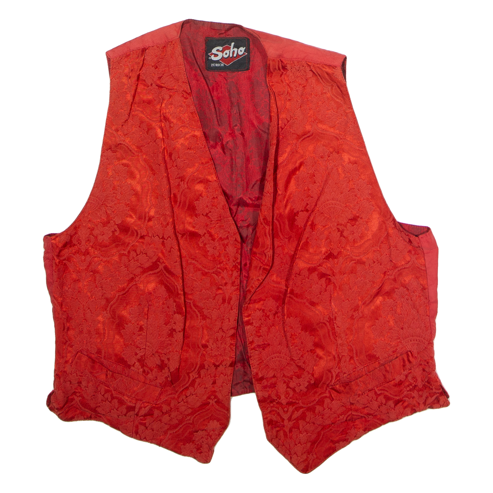 SOHO Womens Blazer Waistcoat Red 90s Floral L Refurbished - N/A refurbished available on Cerqular