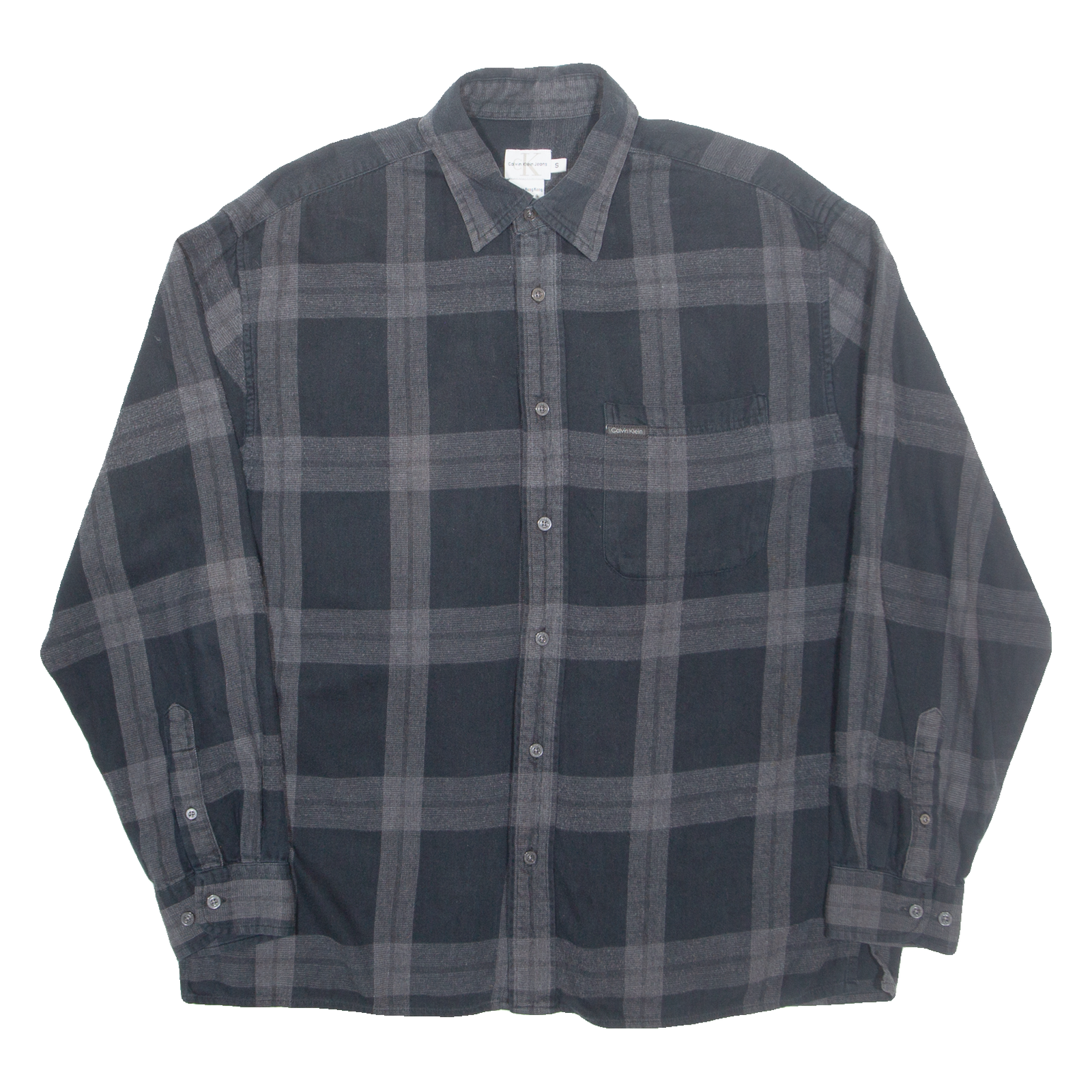 CALVIN KLEIN JEANS Mens Shirt Black Check Long Sleeve S Refurbished - N/A refurbished available on Cerqular