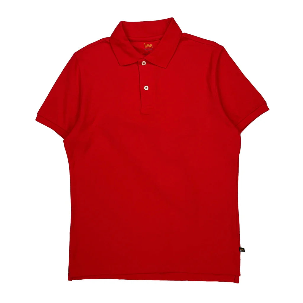 Lee Polo Shirt - Large Red Cotton Blend Refurbished - Thrifted (note: this is a term often used to describe second- refurbished available on Cerqular