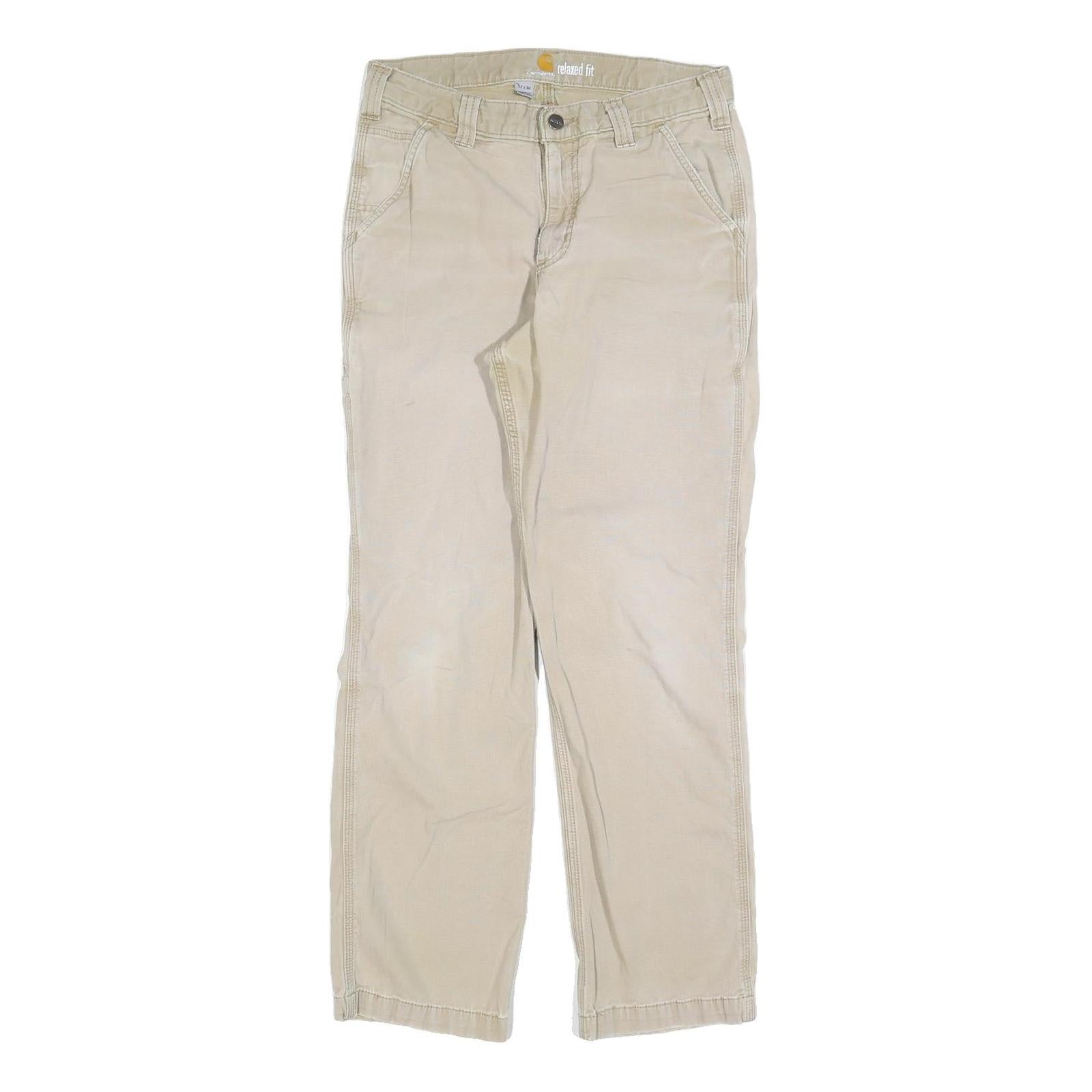 CARHARTT Mens Cotton Blend Beige Relaxed Straight Trousers W32 L32 Workwear Refurbished - N/A refurbished available on Cerqular