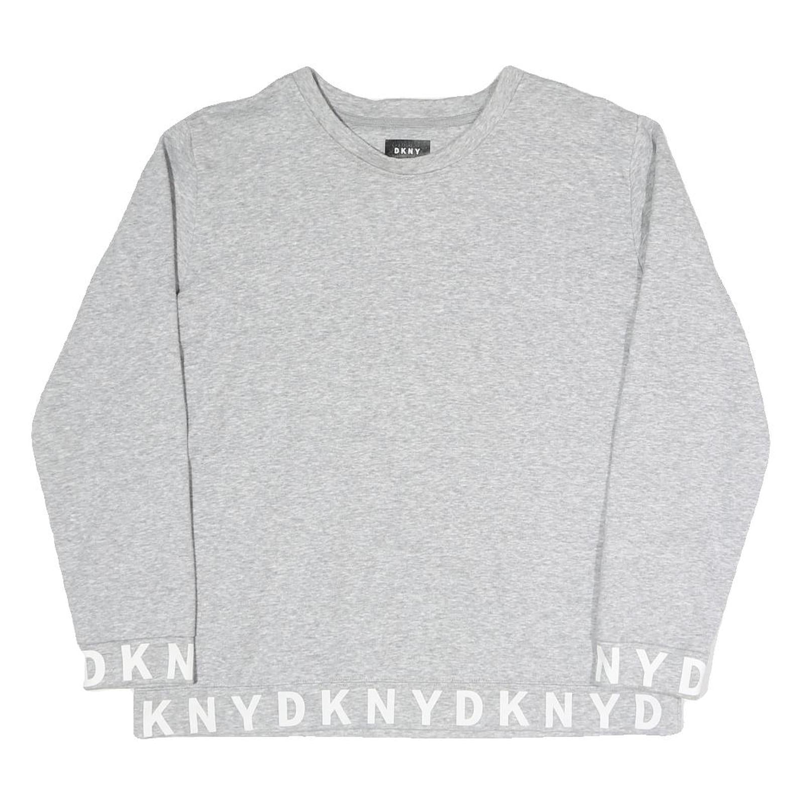 DKNY Womens Grey Cotton Blend Crew Neck Sweatshirt M Logo Print Casual Refurbished - N/A refurbished available on Cerqular