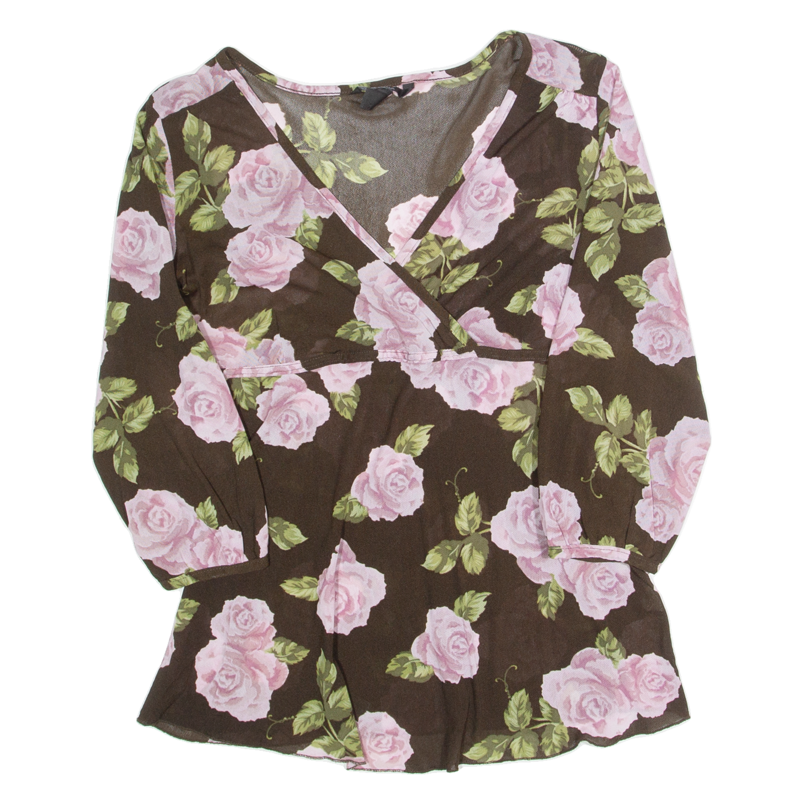 H&M MAMA Maternity Womens Printed Top Brown V-Neck 3/4 Sleeve Floral M Refurbished - N/A refurbished available on Cerqular