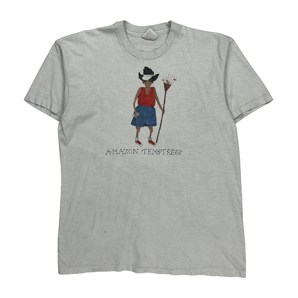 Amazon Temptress Hanes Single Stitch T-Shirt - XL Grey Cotton Refurbished - Thrifted (note: this is a term often used to describe second- refurbished available on Cerqular