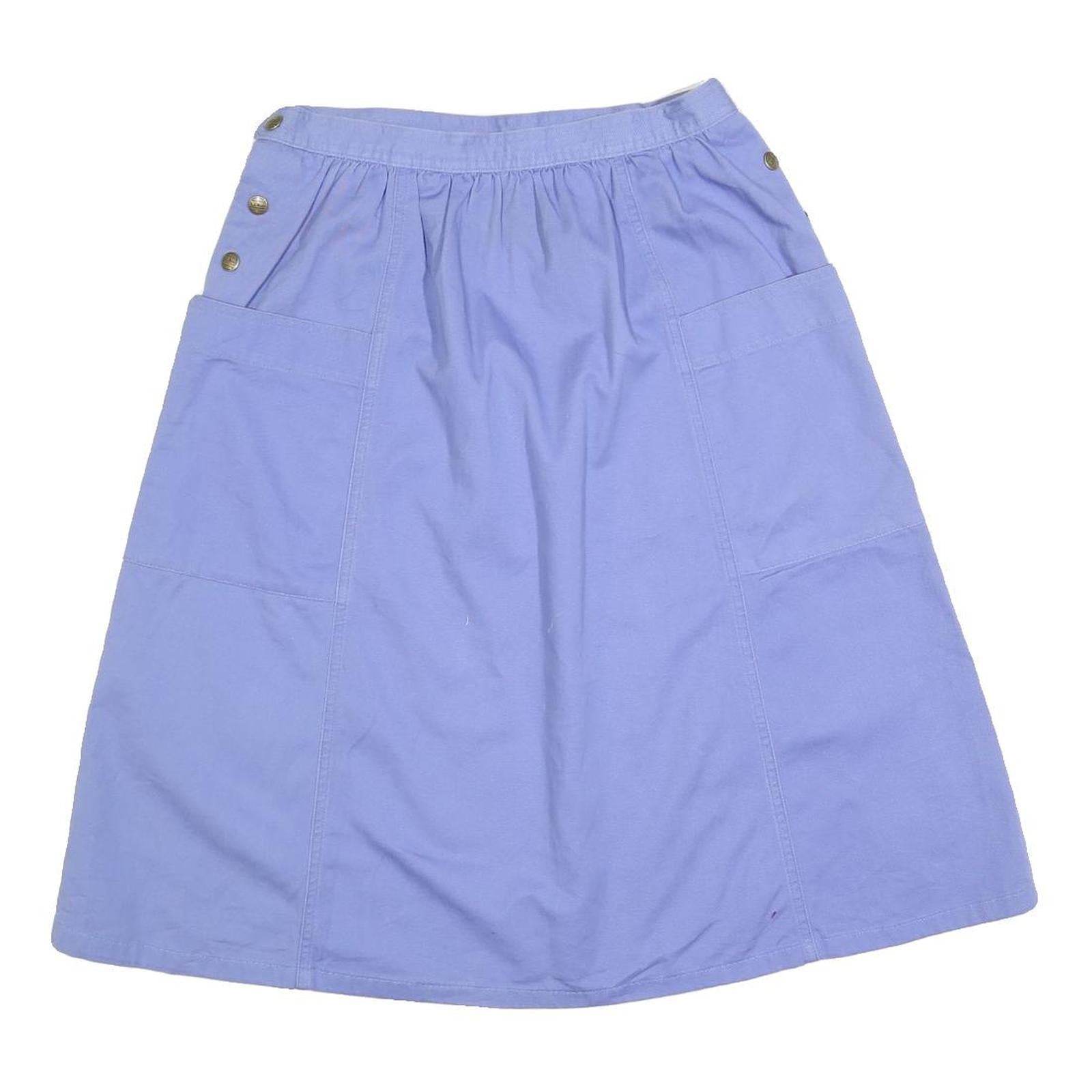 LL BEAN Womens Blue Casual Mini Cotton Blend Plain Skirt S Button Pocket Style Refurbished - N/A refurbished available on Cerqular