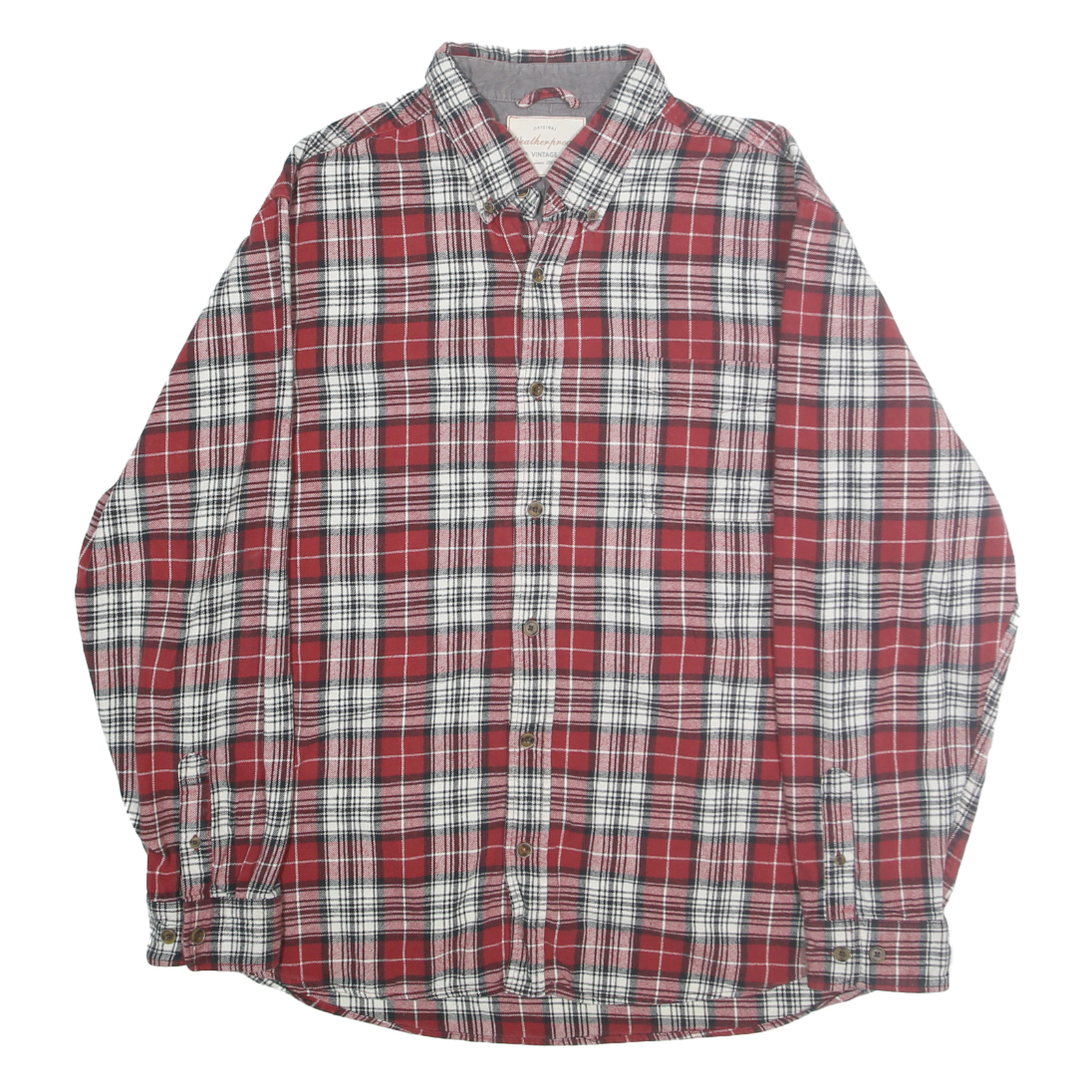 WEATHERPROOF Mens Red & White Checked Cotton Shirt XL Button-Down Collar Long Refurbished - N/A refurbished available on Cerqular