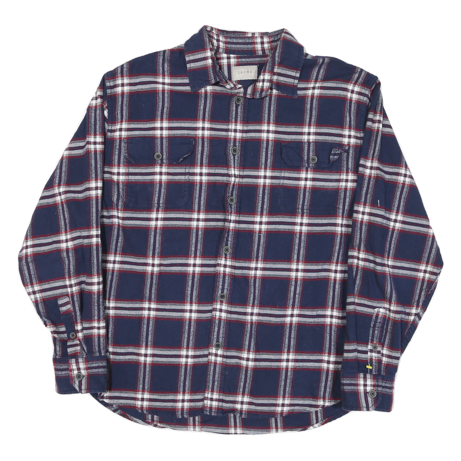 JACHS Mens Blue & White Check Shirt L Cotton Blend Casual Long Sleeve Relaxed Refurbished - N/A refurbished available on Cerqular