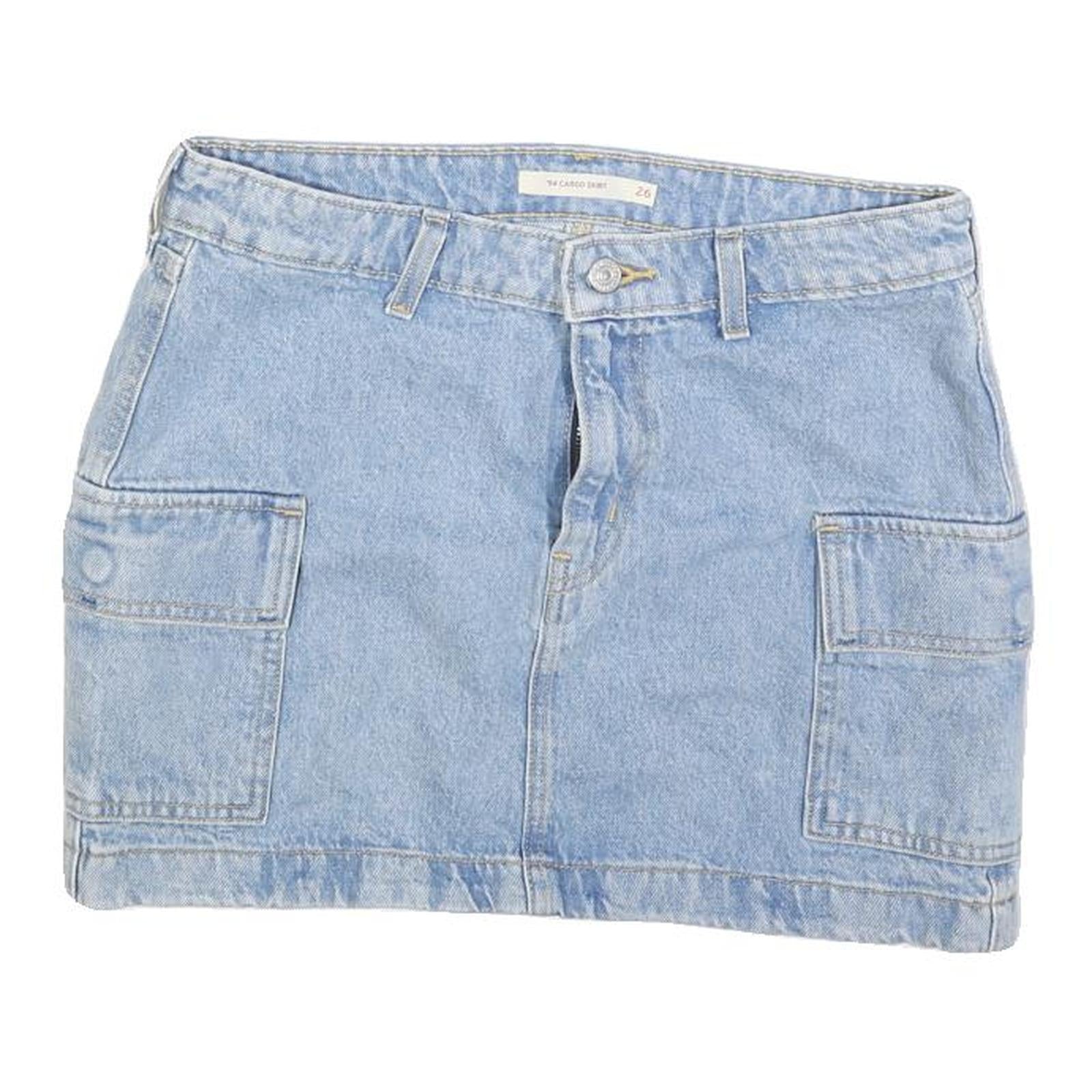 LEVI'S Womens Blue Denim Cargo Mini Skirt Cotton Blend Size S Casual Everyday Refurbished - N/A refurbished available on Cerqular