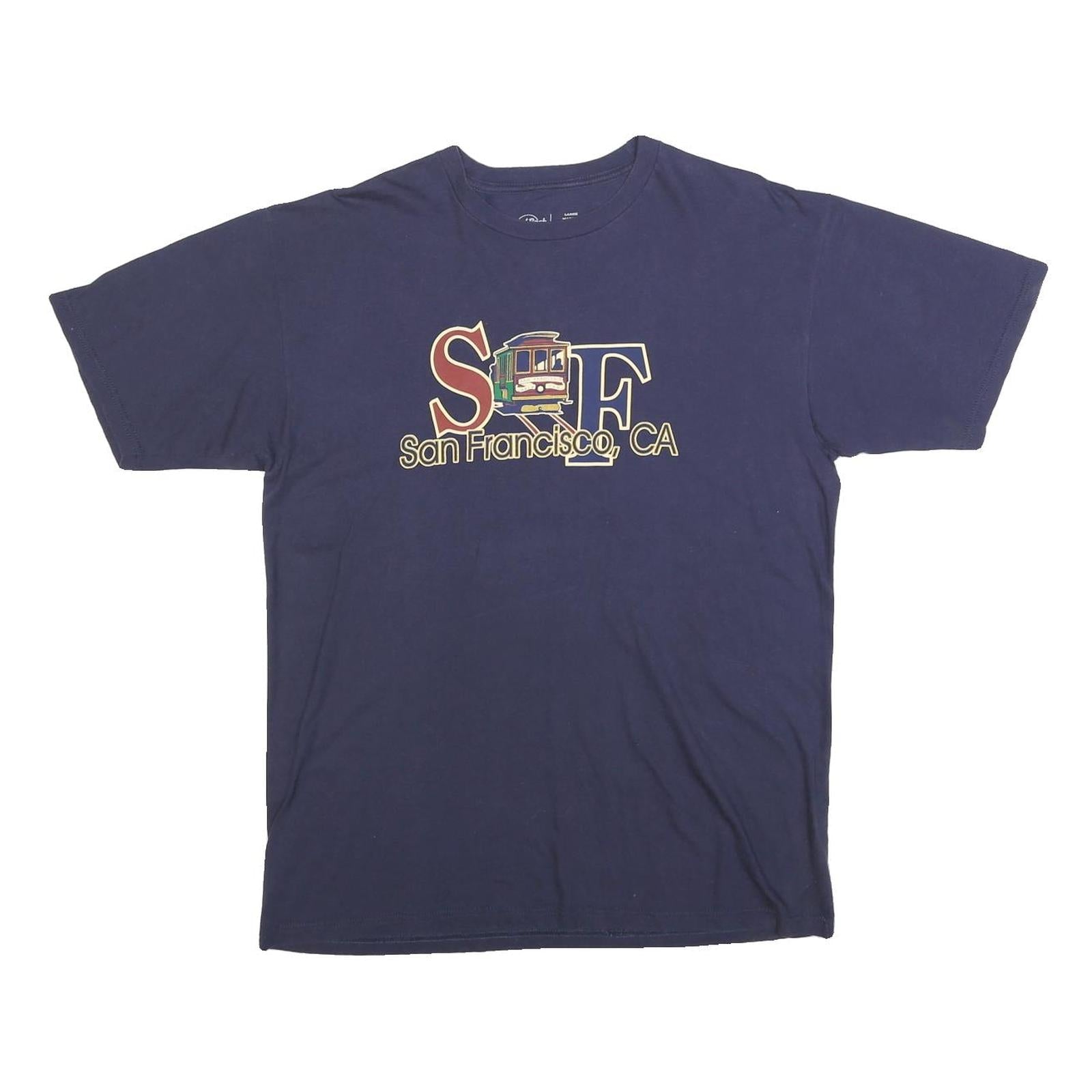 HARD ROCK CAFE Mens Blue San Francisco Cotton Blend T-Shirt L Short Sleeve Crew Refurbished - N/A refurbished available on Cerqular