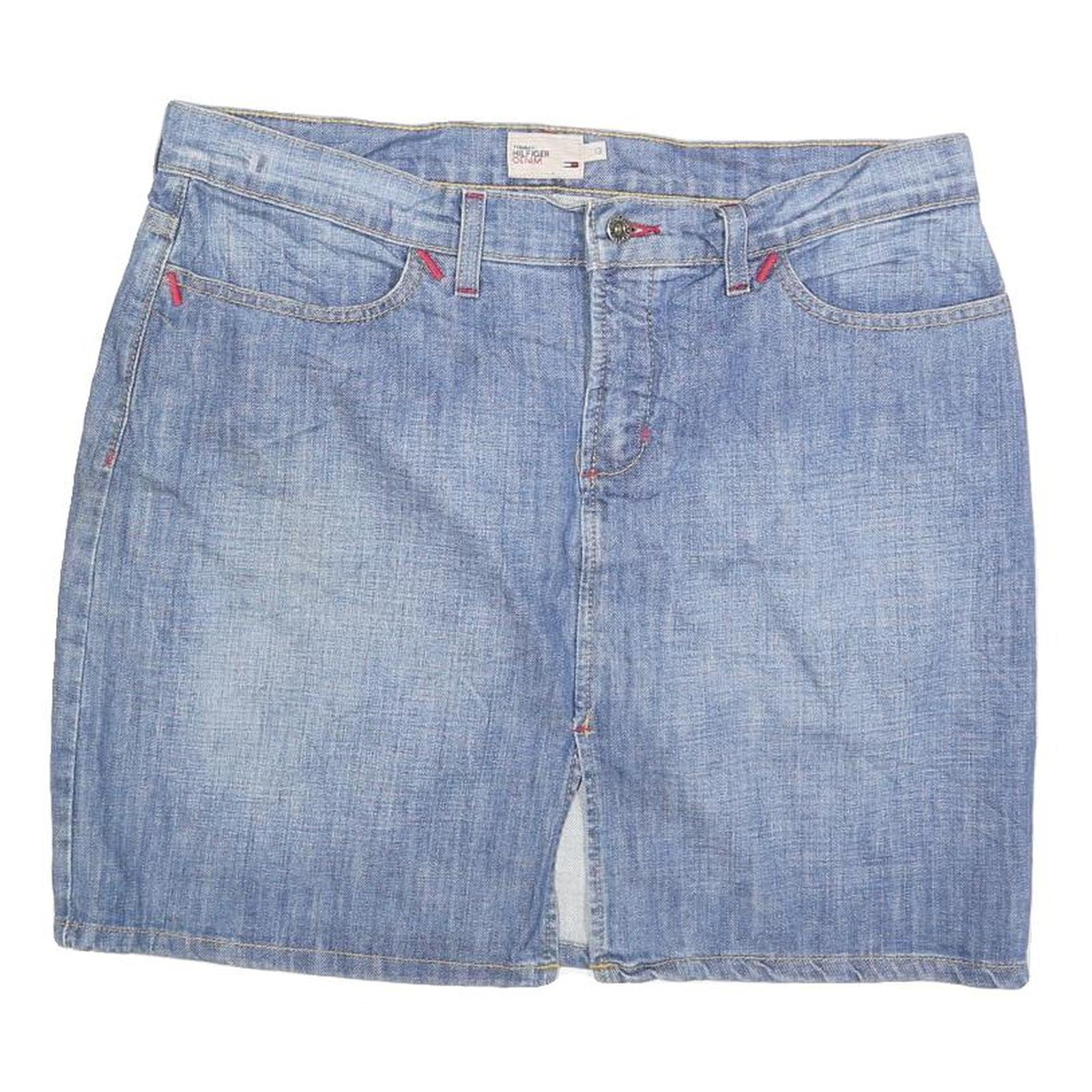 TOMMY HILFIGER Womens Blue Denim Mini Cotton Blend Skirt L Casual Everyday Refurbished - N/A refurbished available on Cerqular