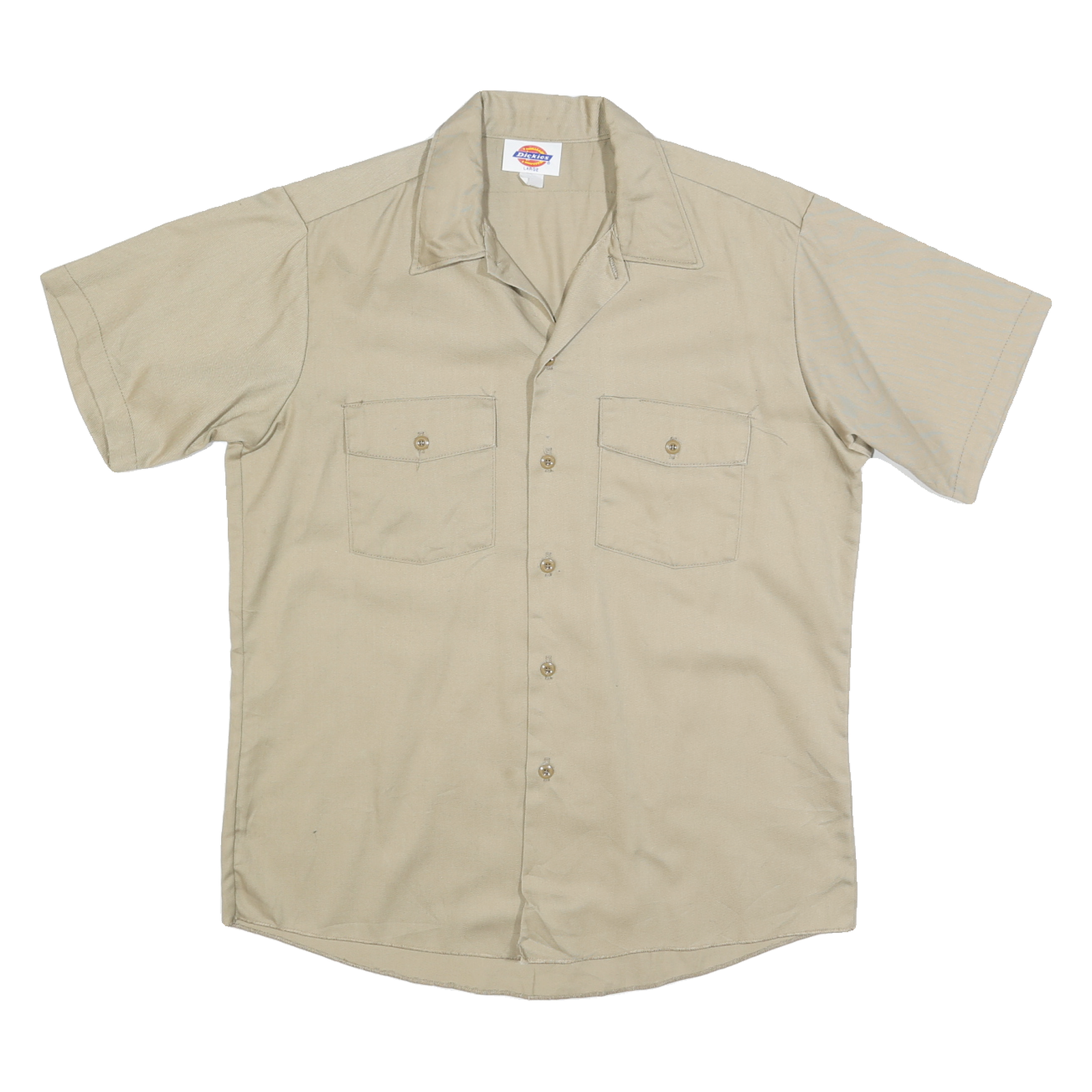 DICKIES Mens Beige Workwear Shirt L Cotton Blend Utility Button Pocket Refurbished - N/A refurbished available on Cerqular