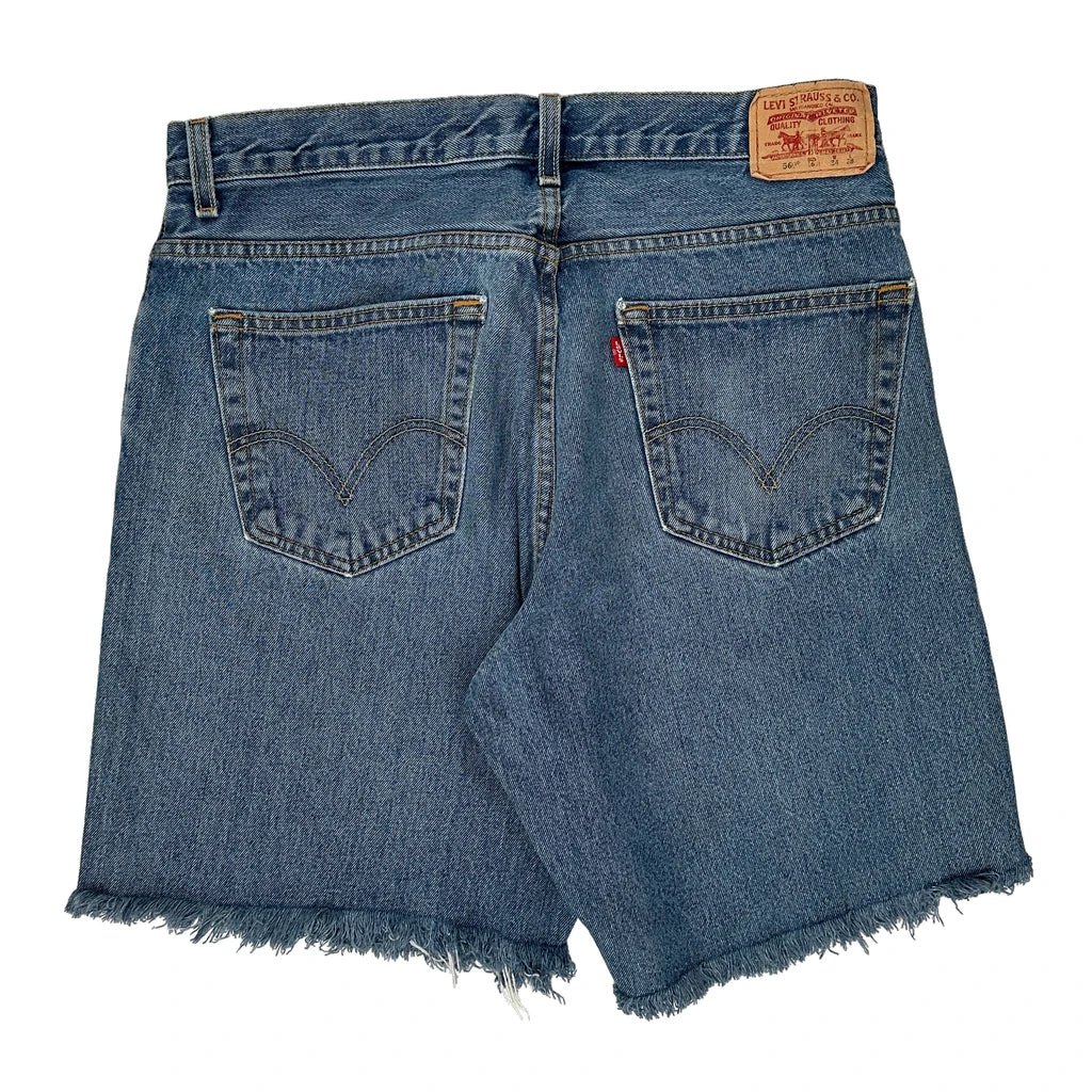 Levis Denim Shorts - 32W 10L Blue Cotton Refurbished - Thrifted (note: this is a term often used to describe second- refurbished available on Cerqular