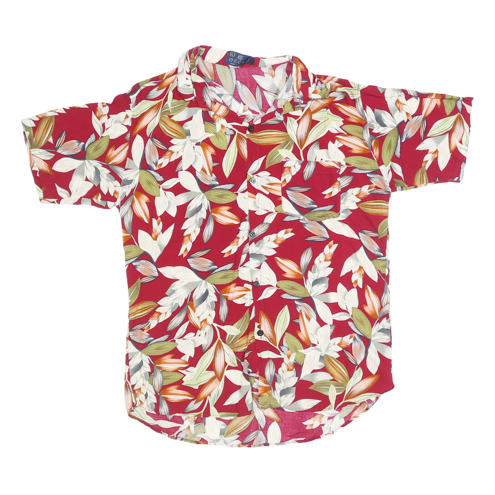 ORCAN Mens Red Floral Printed Shirt L Casual Summer Holiday Button Up Refurbished - N/A refurbished available on Cerqular