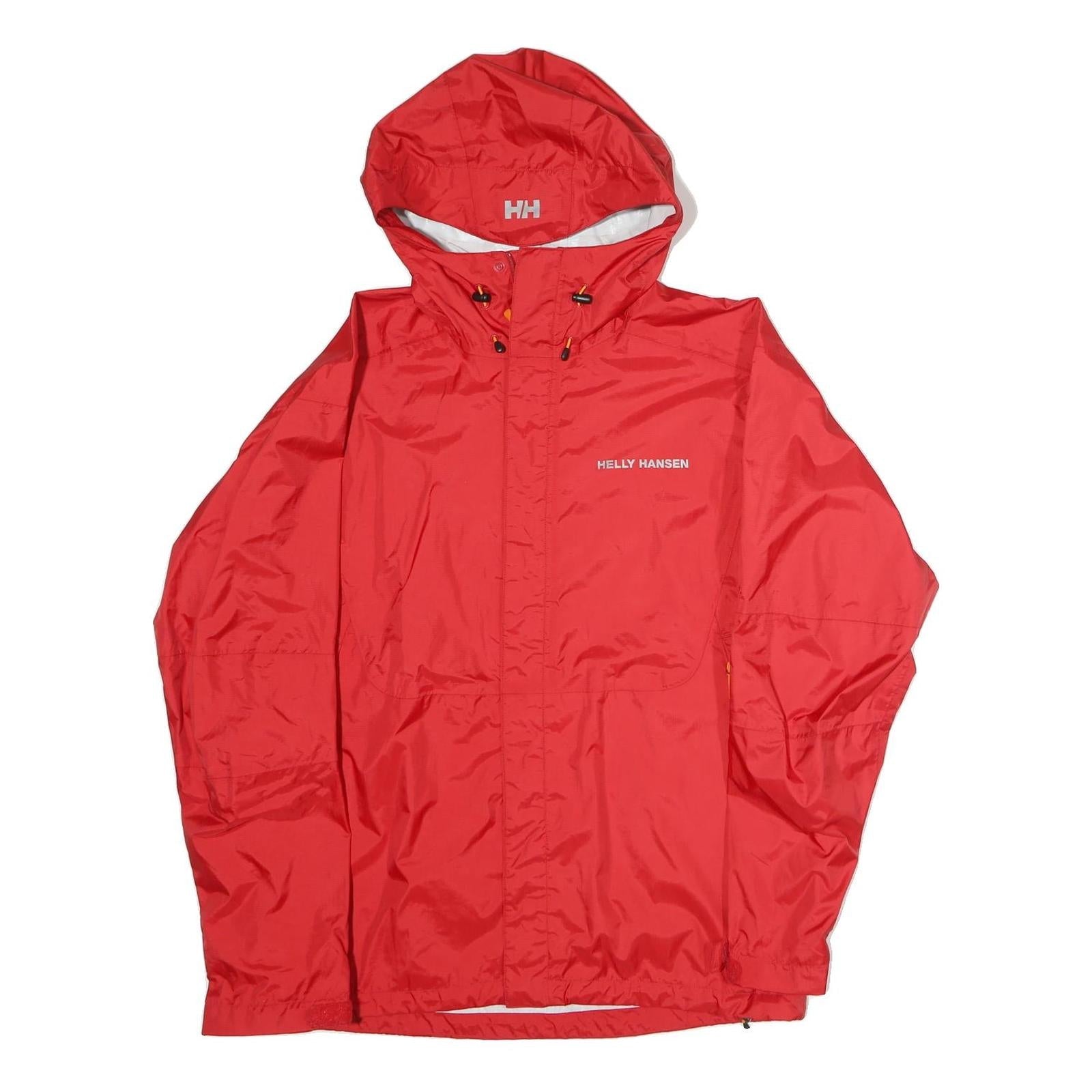 HELLY HANSEN Womens Red Outdoor Jacket L Polyester Zip Hooded Plain Lightweight Refurbished - N/A refurbished available on Cerqular