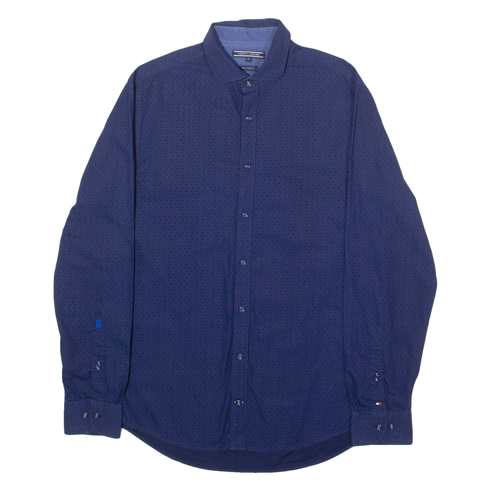 TOMMY HILFIGER New York Fit Mens Shirt Blue Spotted Long Sleeve M Refurbished - N/A refurbished available on Cerqular