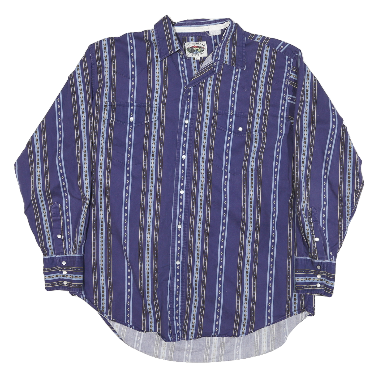 CUMBERLAND OUTFITTERS Mens Blue & Black Patterned Shirt XL Cotton Blend Long Refurbished - N/A refurbished available on Cerqular