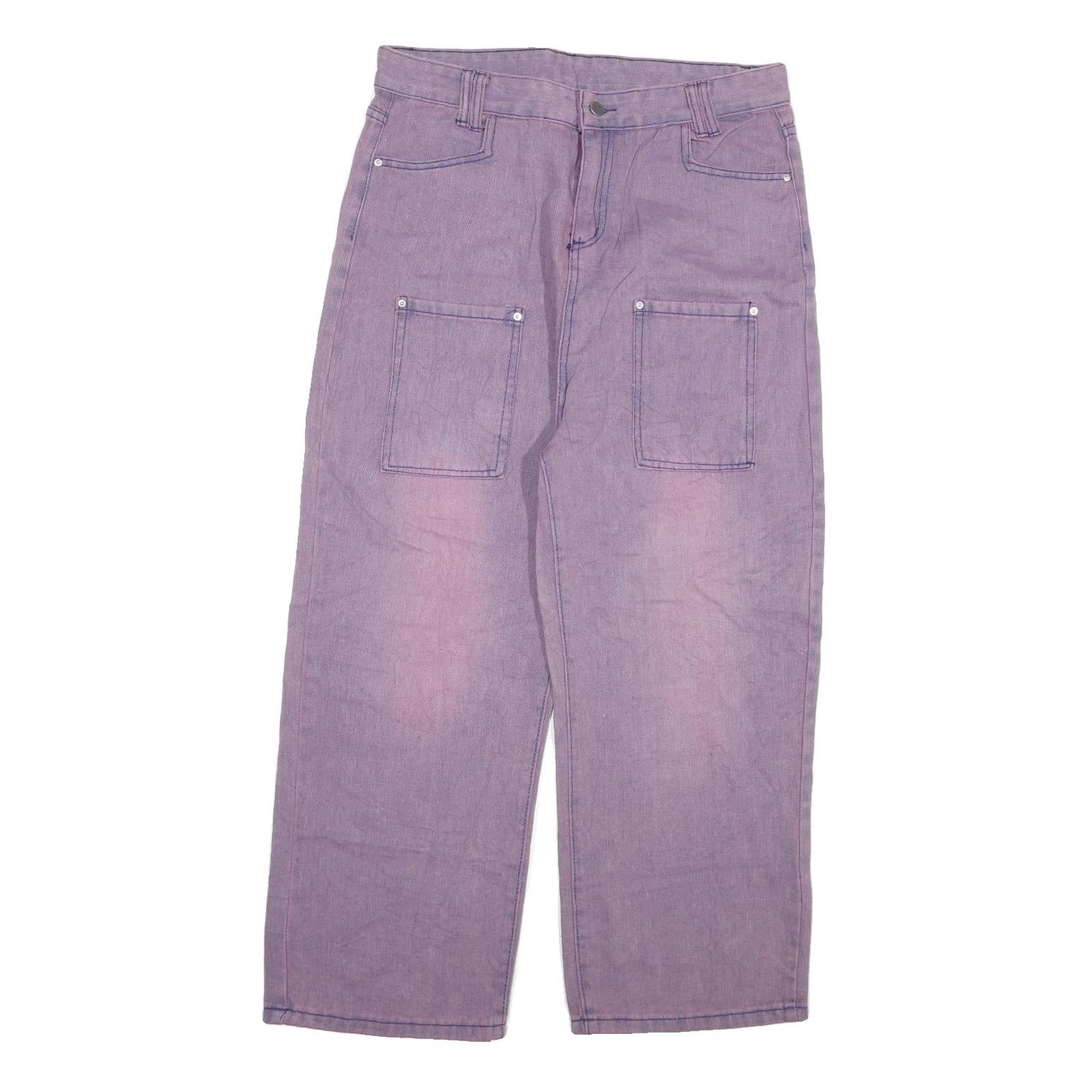 Womens Relaxed Purple Jeans Cotton Blend Zip W34 L24 Wide Leg Casual Vintage Refurbished - N/A refurbished available on Cerqular