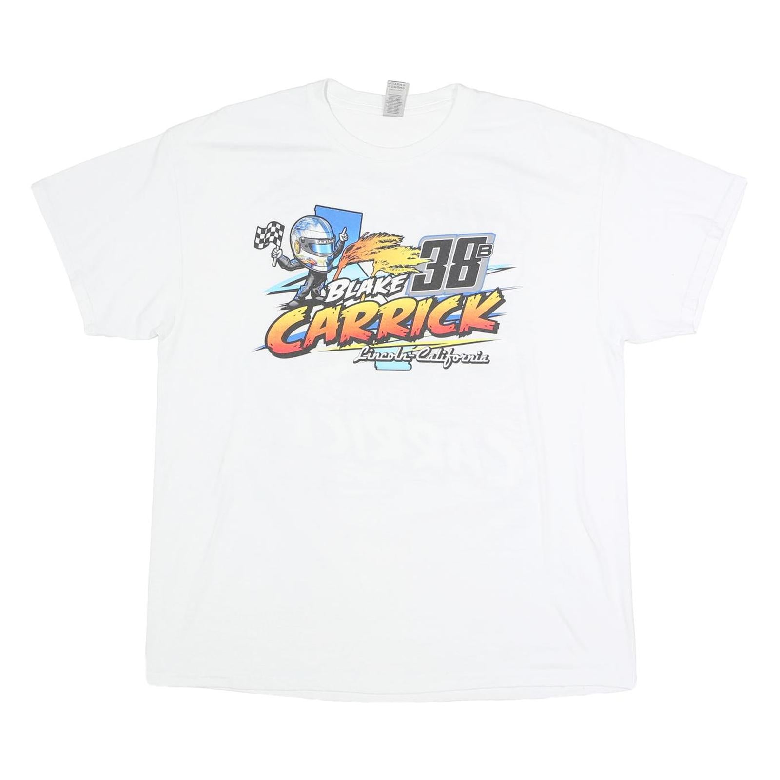 GILDAN Mens White Blake Carrick Racing Graphic T-Shirt XL Short Sleeve Crew Neck Refurbished - N/A refurbished available on Cerqular