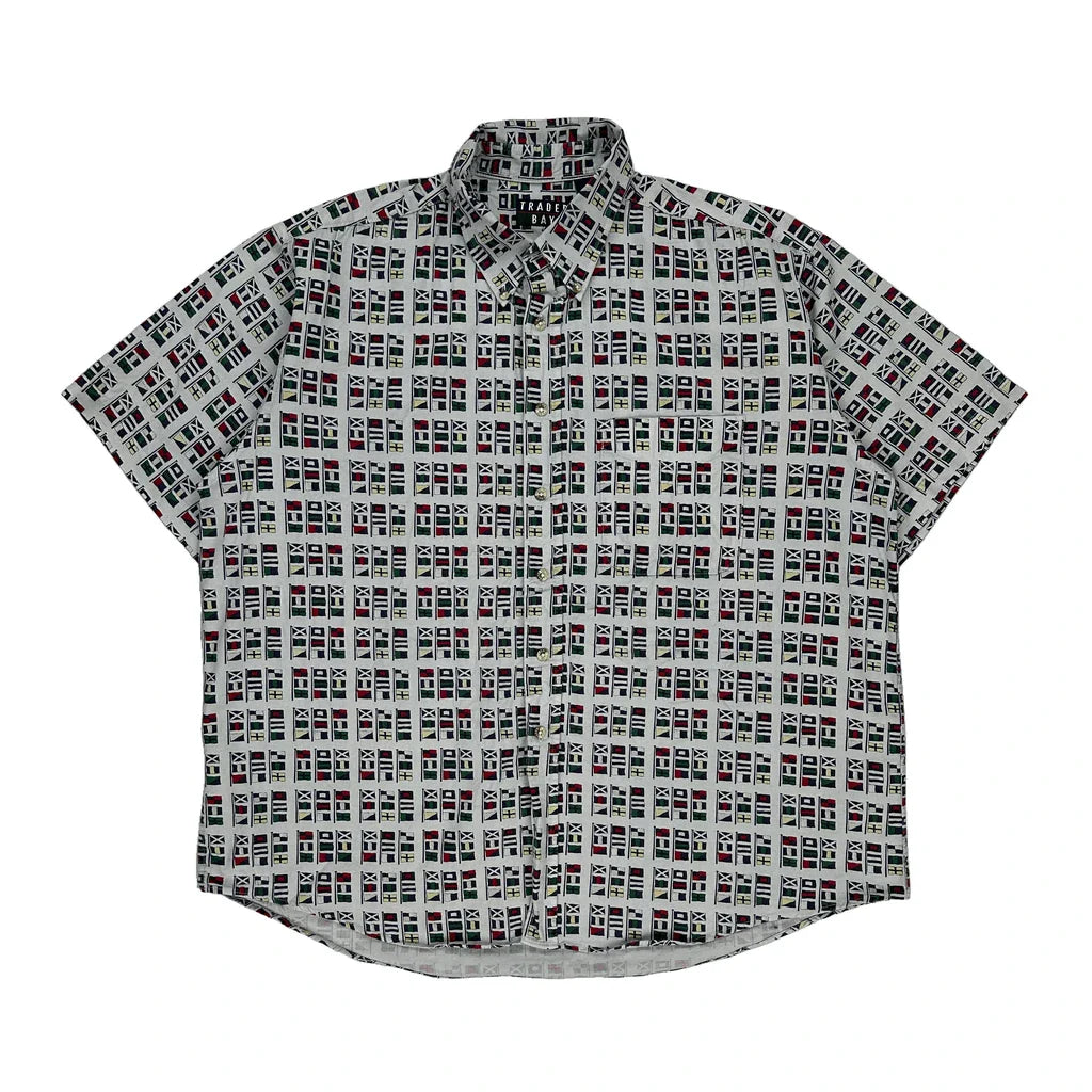 Buy Trader Bay Graphic Patterned Shirt - XL Multicoloured Cotton Refurbished - $20.09 Trader Bay Graphic Patterned Shirt - XL Multicoloured Cotton Refurbished - Thrifted (note: this is a term often used to describe second- refurbished available on Cerqular