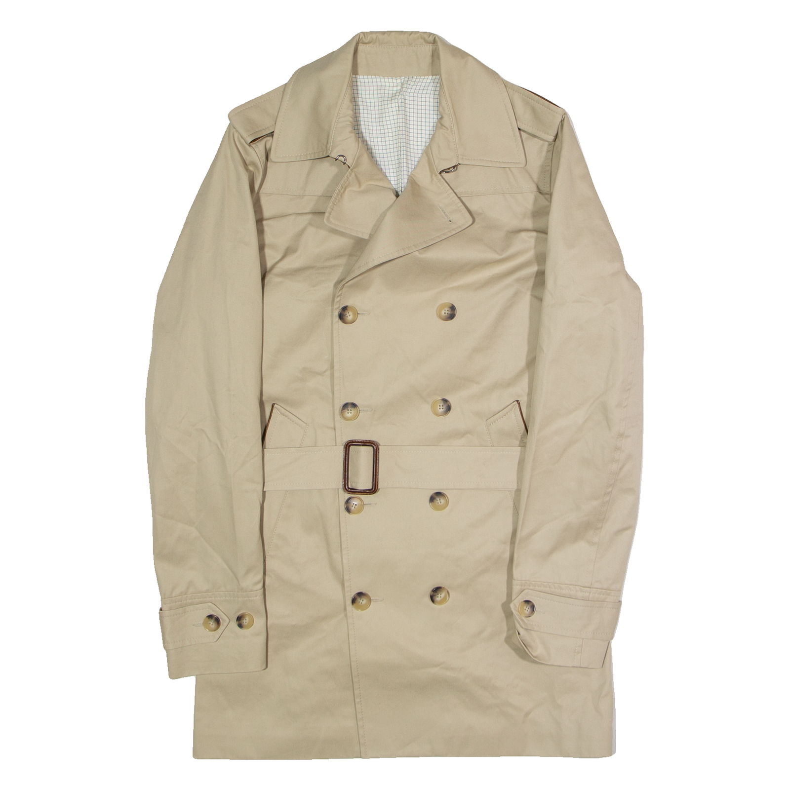 SANDRO Mens Trench Coat Beige Twill S Refurbished - N/A refurbished available on Cerqular