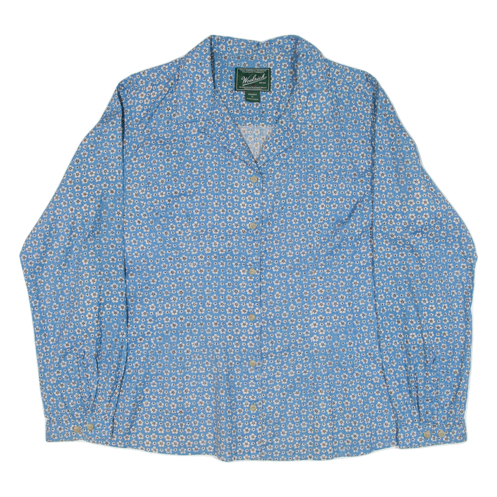 WOOLRICH Womens Shirt Blue Floral Long Sleeve XL Refurbished - N/A refurbished available on Cerqular