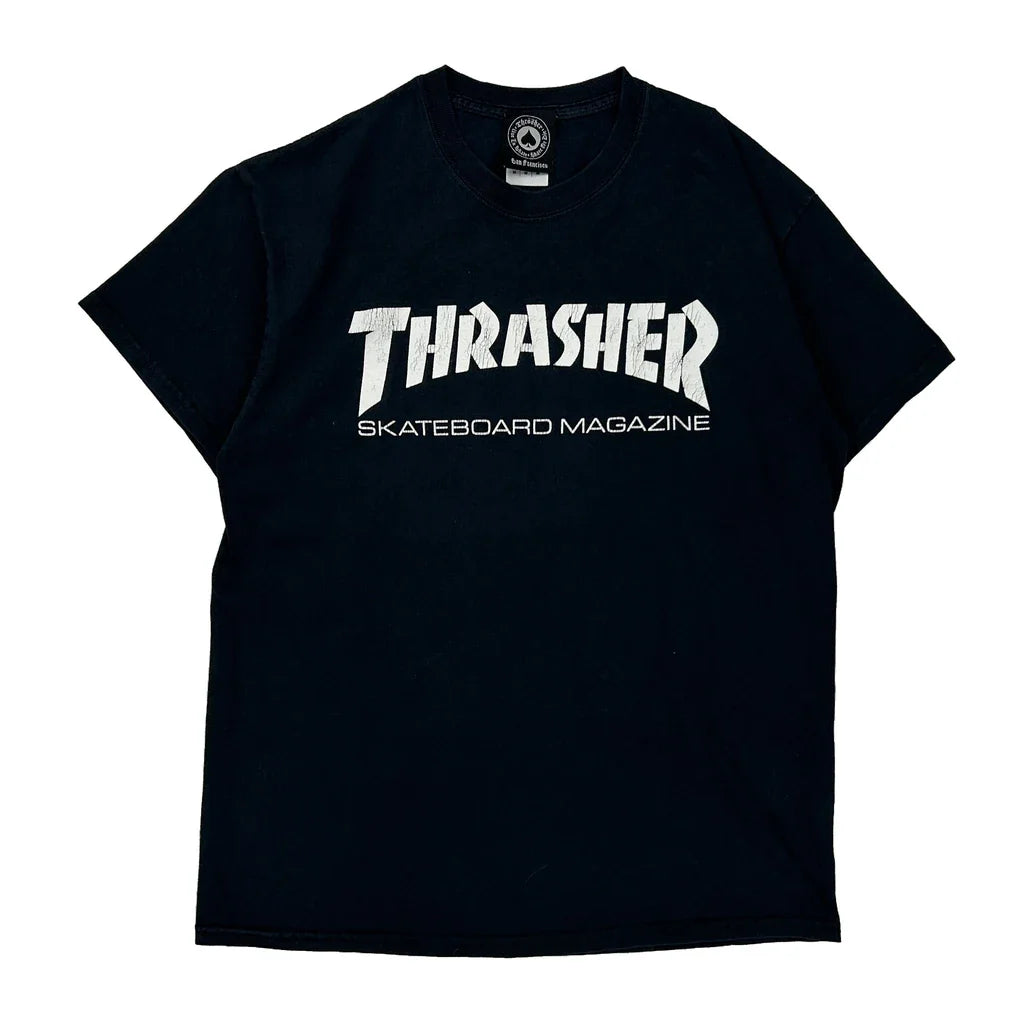 Buy Skateboard Magazine Thrasher Graphic T-Shirt - Medium Black Cotton Refurbished - $46.89 Skateboard Magazine Thrasher Graphic T-Shirt - Medium Black Cotton Refurbished - Thrifted (note: this is a term often used to describe second- refurbished available on Cerqular