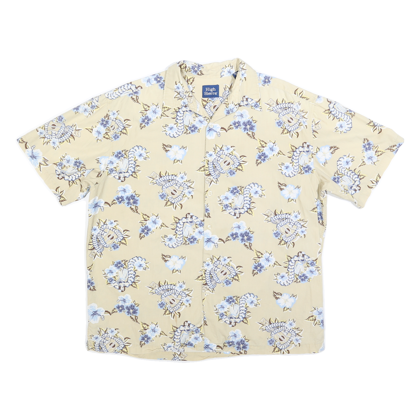HIGH SIERRA Mens Beige & Blue Floral Pattern Cotton Blend Short Sleeve Shirt L Refurbished - N/A refurbished available on Cerqular