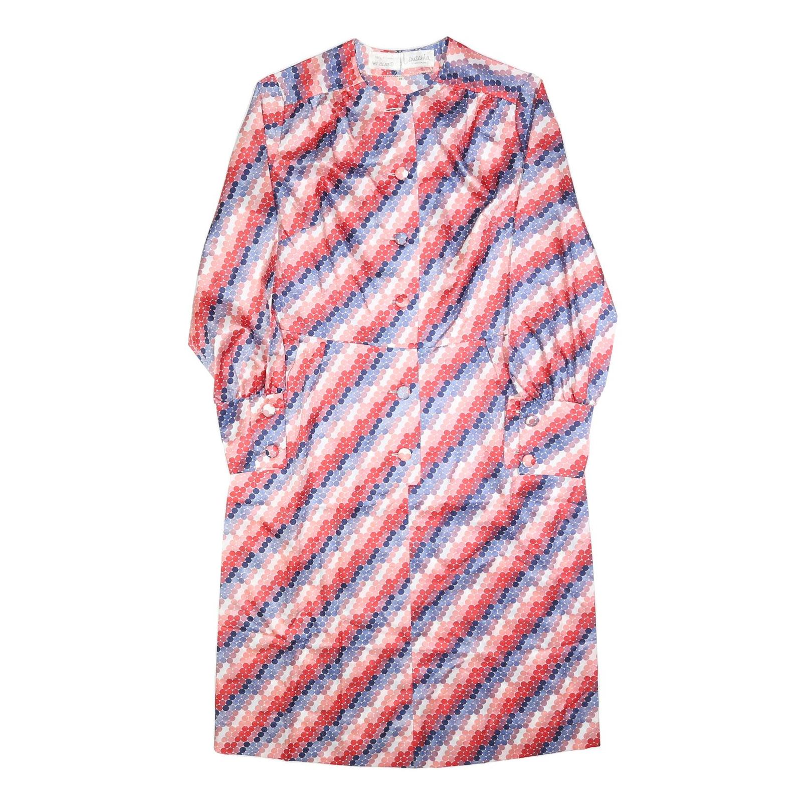 LAUSANIA Womens Red & Pink & Blue Print Day Polyester Dress L Button Sleeve Refurbished - N/A refurbished available on Cerqular