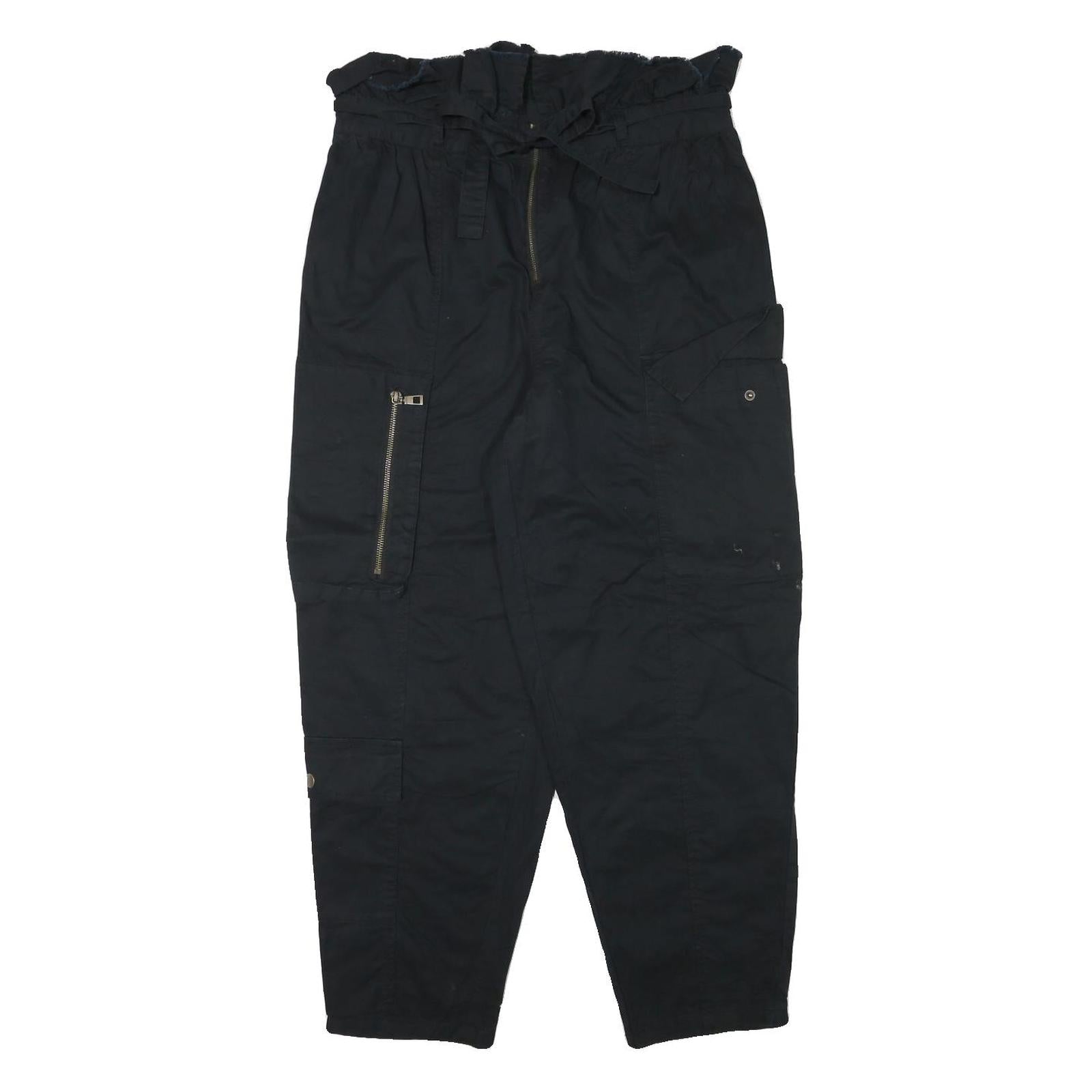 FUTURE COLLECTIVE Womens Cotton Blend Black Relaxed Tapered Trousers W32 L27 Refurbished - N/A refurbished available on Cerqular