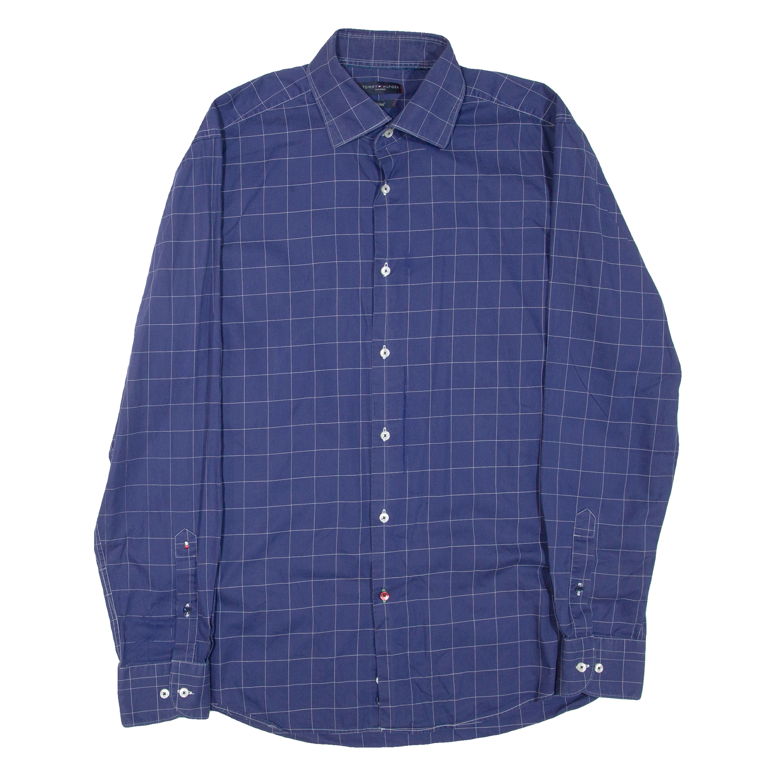 TOMMY HILFIGER Fitted Mens Shirt Blue Check Long Sleeve L Refurbished - N/A refurbished available on Cerqular