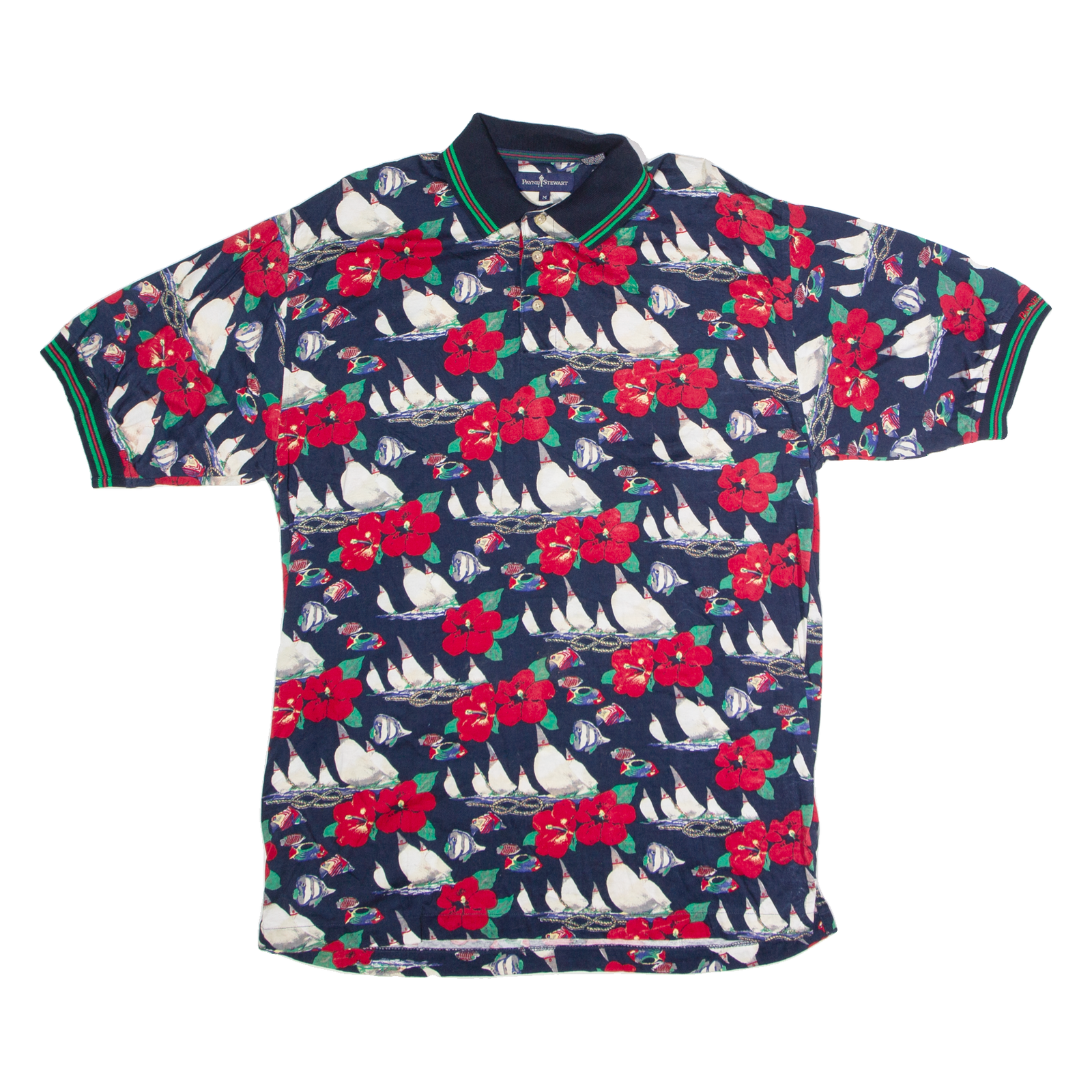PAYNE STEWART Mens Polo Shirt Blue 90s Floral M Refurbished - N/A refurbished available on Cerqular
