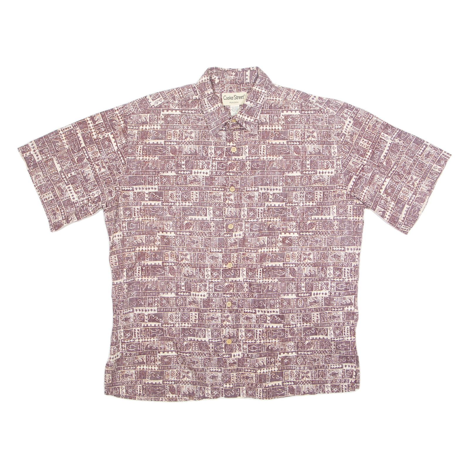 COOKE STREET Mens Hawaiian Shirt Brown Crazy Pattern L Refurbished - N/A refurbished available on Cerqular