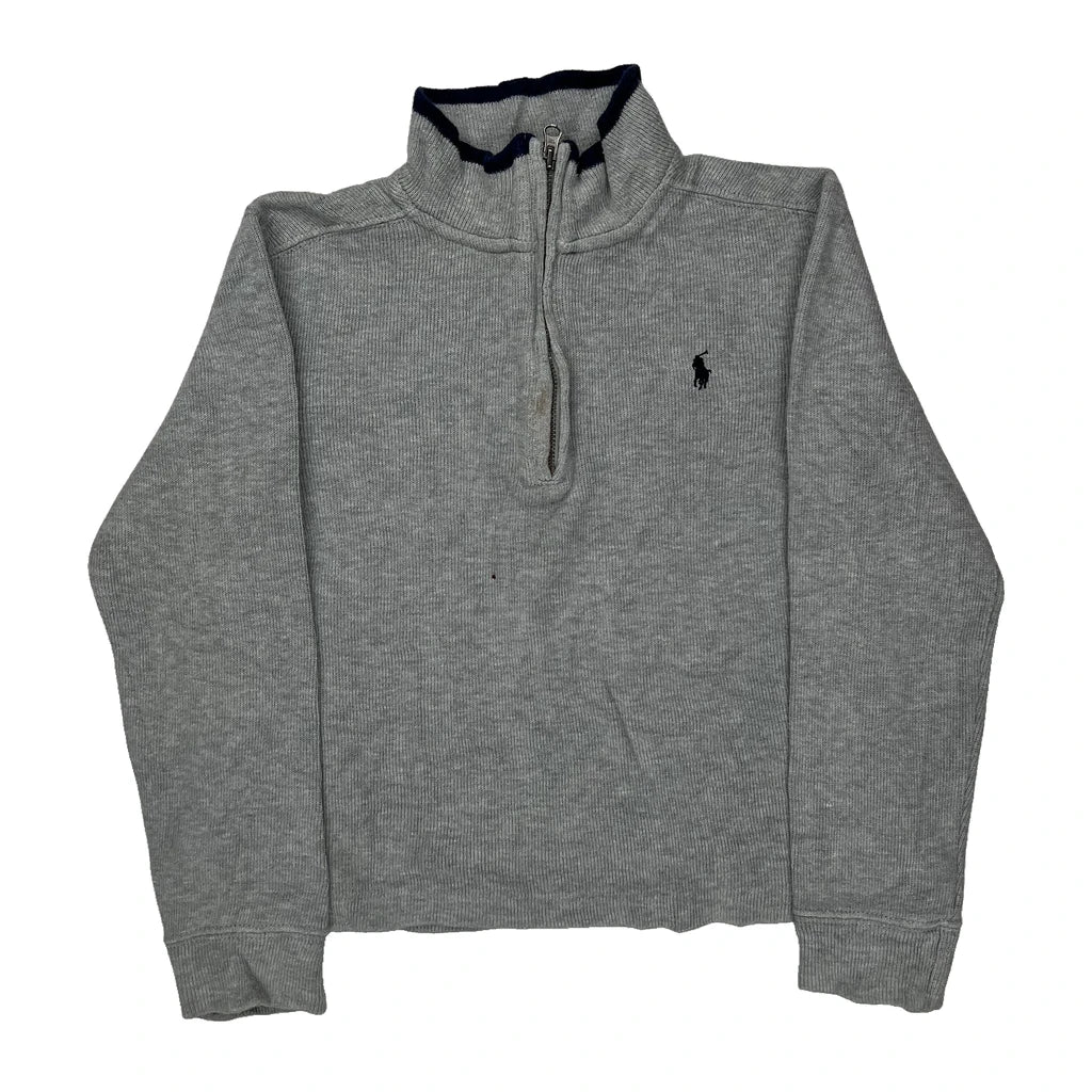 Age 5 Polo By Ralph Lauren 1/4 Zip - Small Grey Cotton Refurbished - Thrifted (note: this is a term often used to describe second- refurbished available on Cerqular