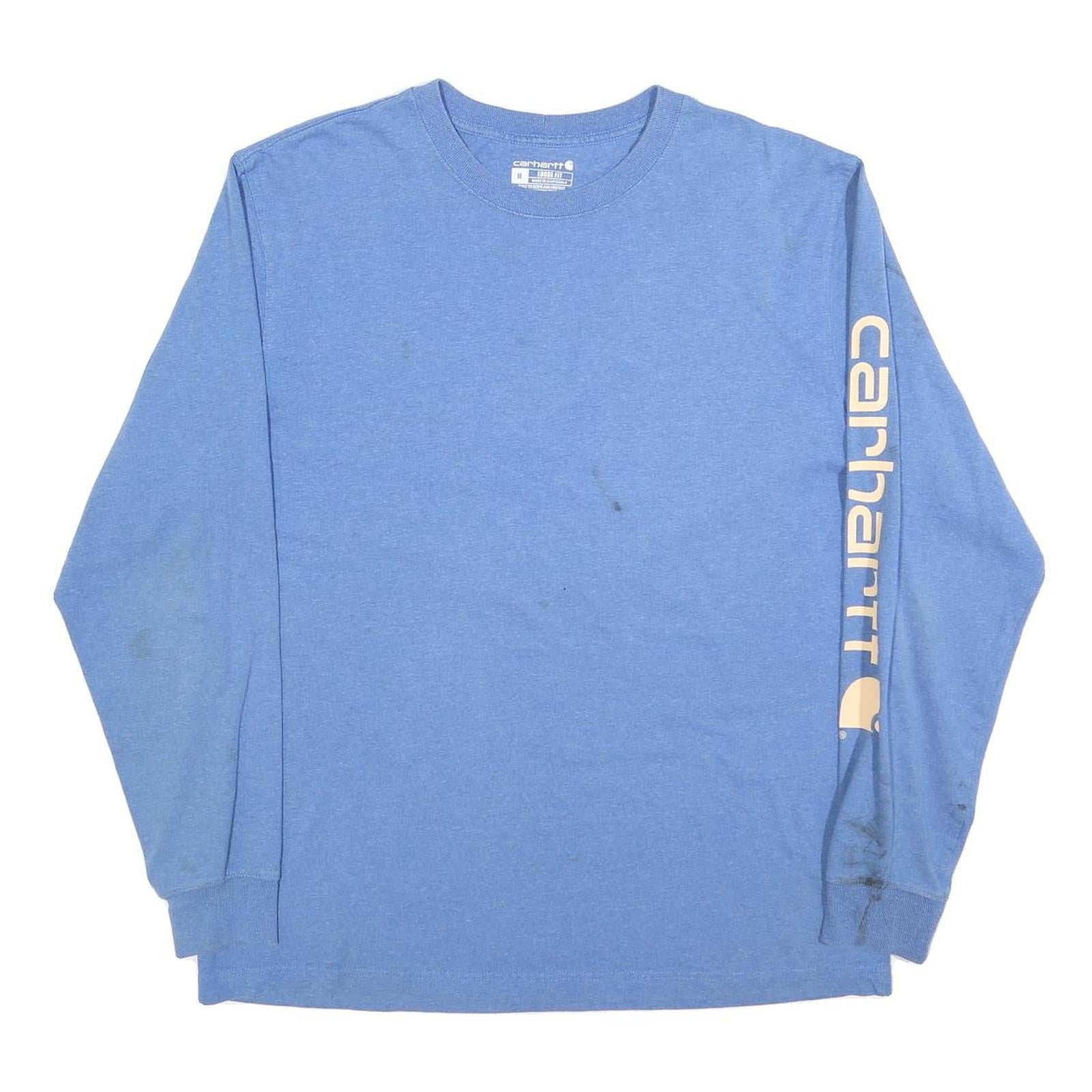 CARHARTT Mens Blue Graphic T-Shirt M Long Sleeve Crew Neck Logo Print Refurbished - N/A refurbished available on Cerqular
