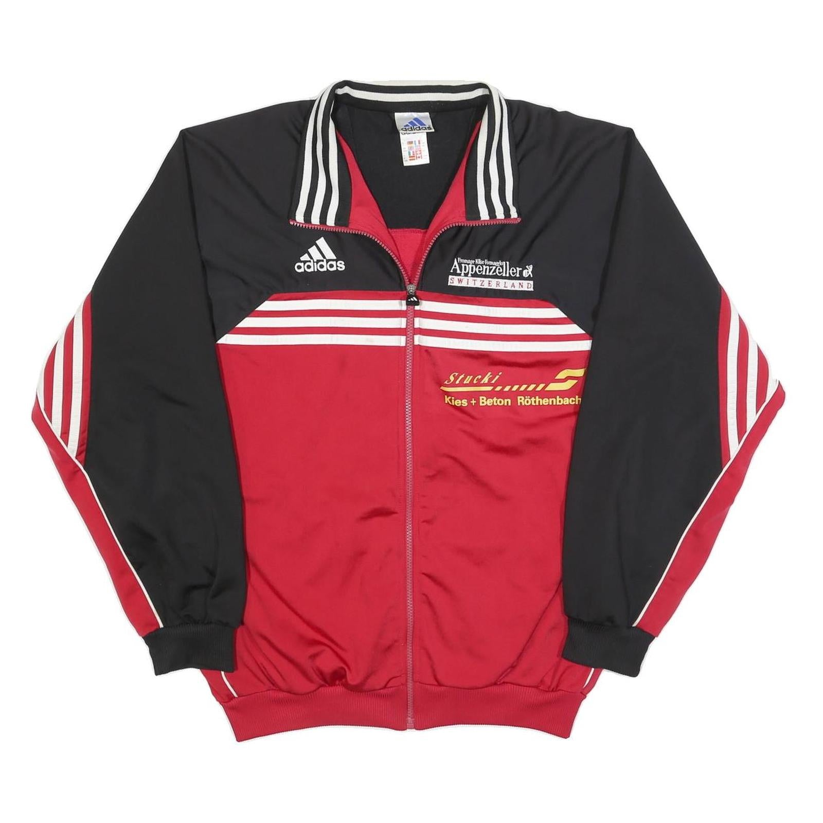 ADIDAS Mens Black & Red Retro Track Jacket L Polyester Zip Striped Sports Refurbished - N/A refurbished available on Cerqular