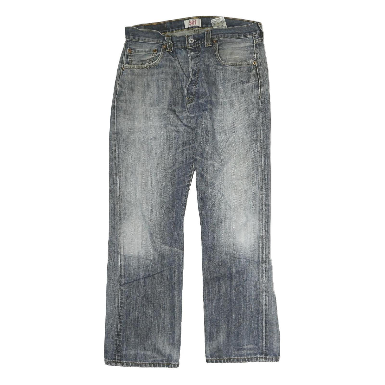 LEVI'S 501 Mens Jeans Blue Regular Straight Denim Medium W32 L30 Classic Fit Zip Refurbished - N/A refurbished available on Cerqular