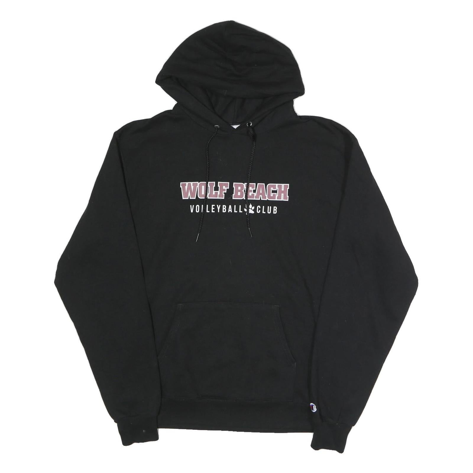 CHAMPION Mens Black Wolf Beach Volleyball Club Pullover Hoodie L Cotton Blend Refurbished - N/A refurbished available on Cerqular