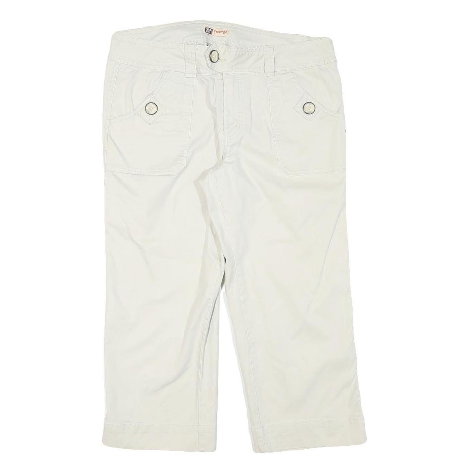 FADED GLORY Womens Shorts White Casual L W32 Cotton Blend Button Pocket Refurbished - N/A refurbished available on Cerqular