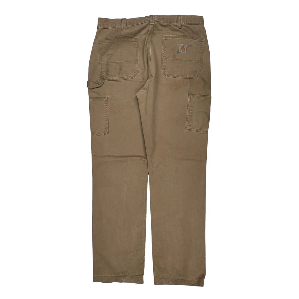 Carhartt Carpenter Trousers - 34W 34L Brown Cotton Refurbished - Thrifted (note: this is a term often used to describe second- refurbished available on Cerqular