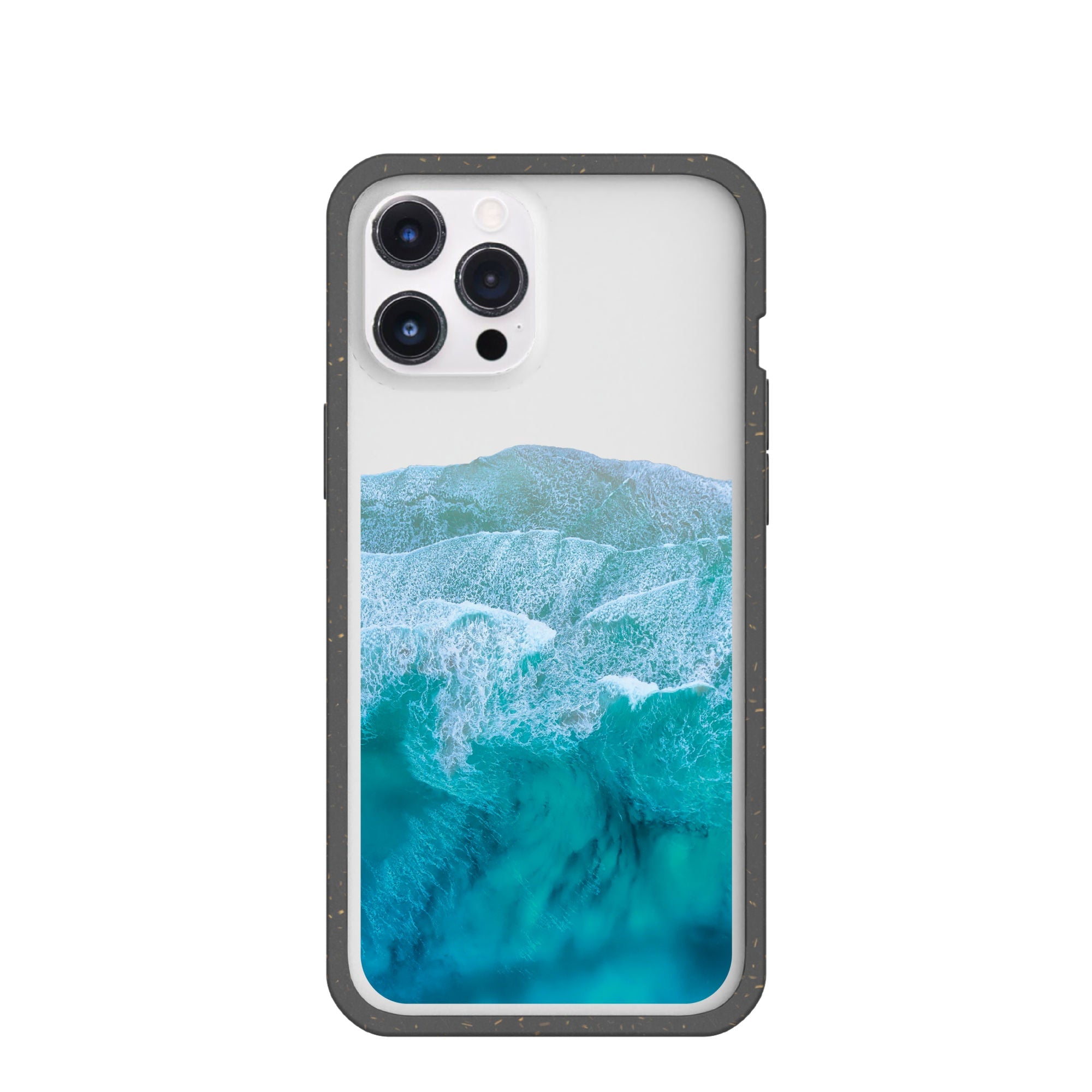 Clear Waves iPhone 12 Pro Max Case With Black Ridge Refurbished - Pela Case refurbished available on Cerqular