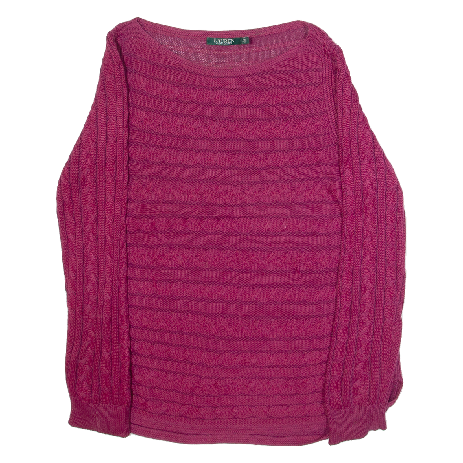RALPH LAUREN Womens Jumper Purple Cable Knit L Refurbished - N/A refurbished available on Cerqular